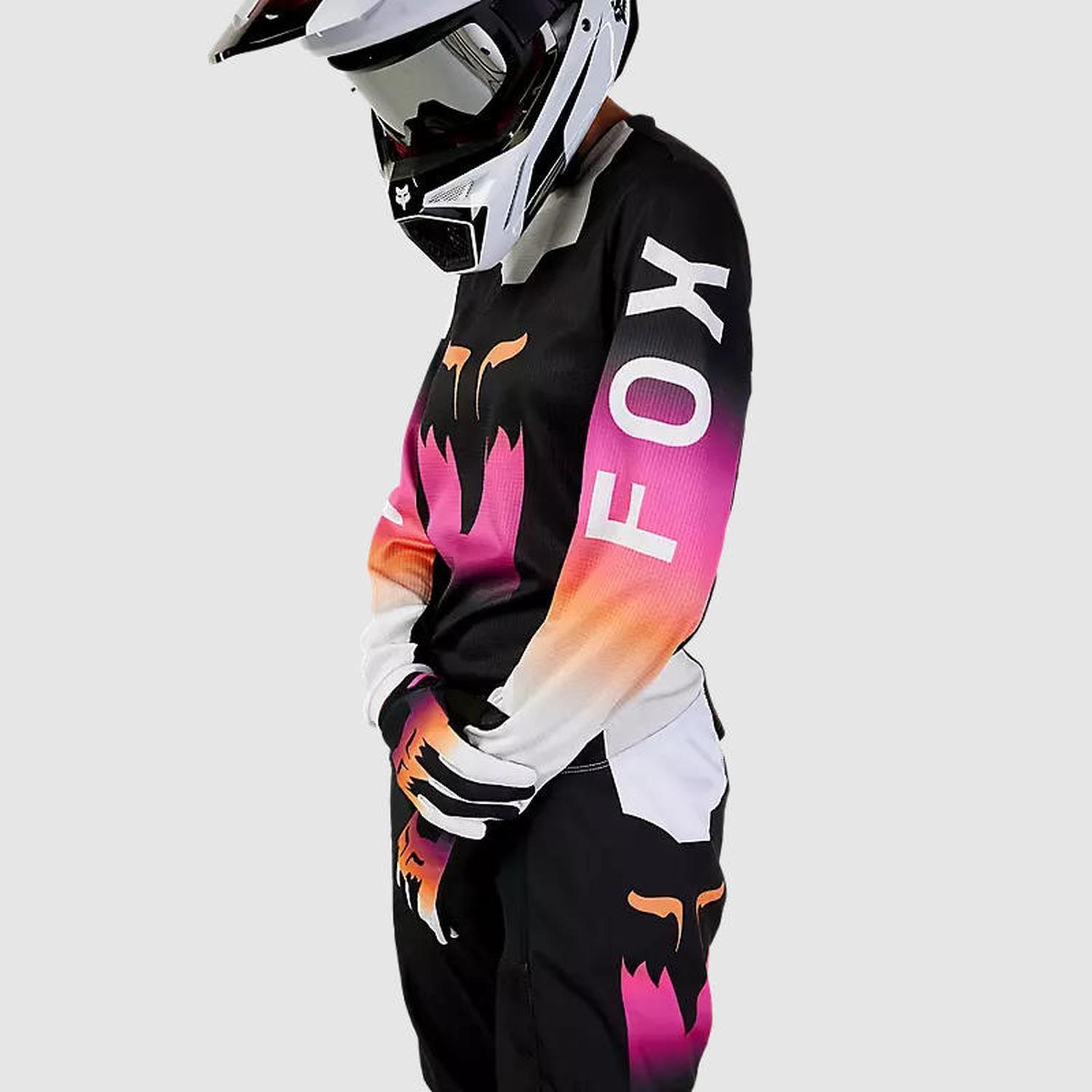Polera Moto Mujer 180 Flora Negro/Rosado Fox-3