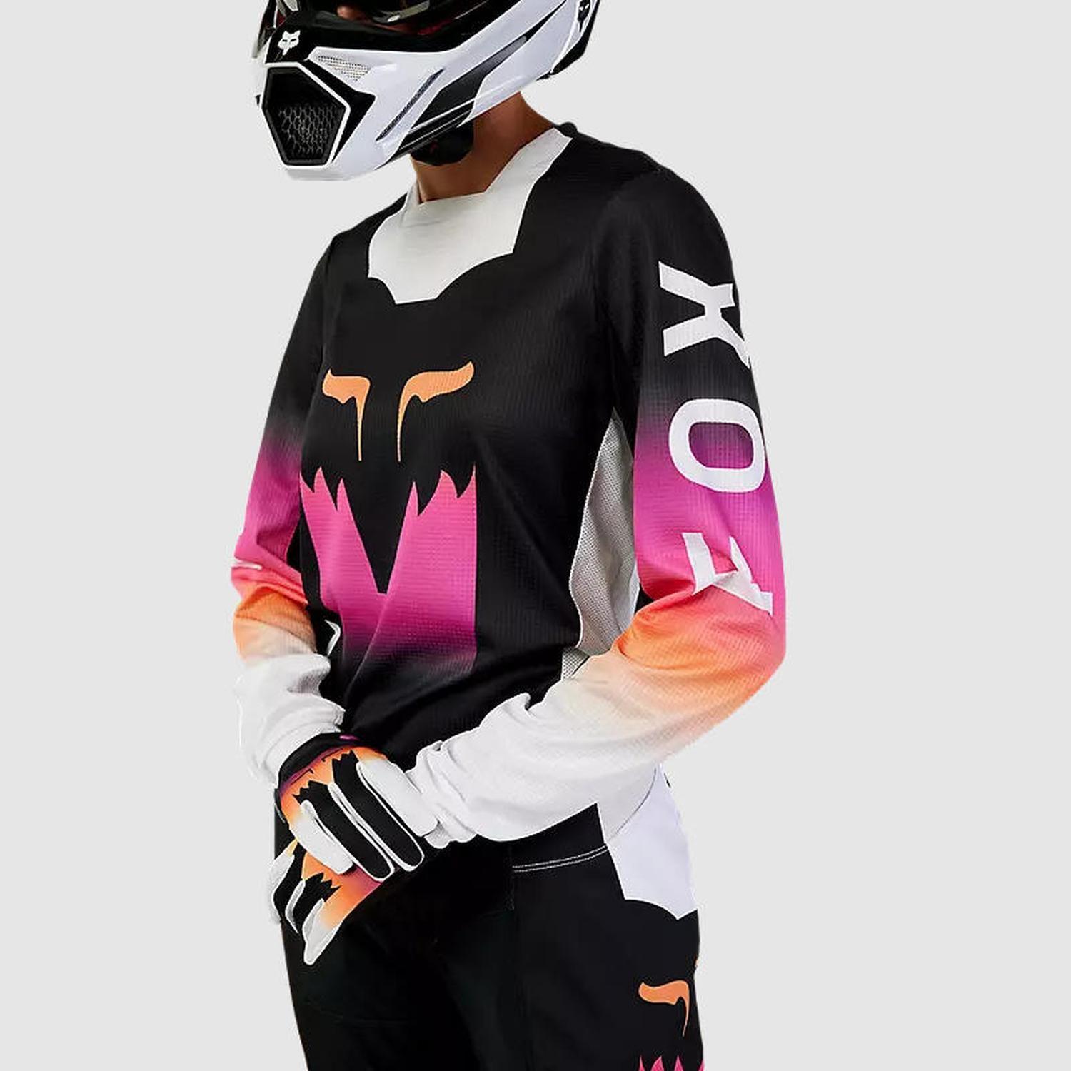 Polera Moto Mujer 180 Flora Negro/Rosado Fox-4