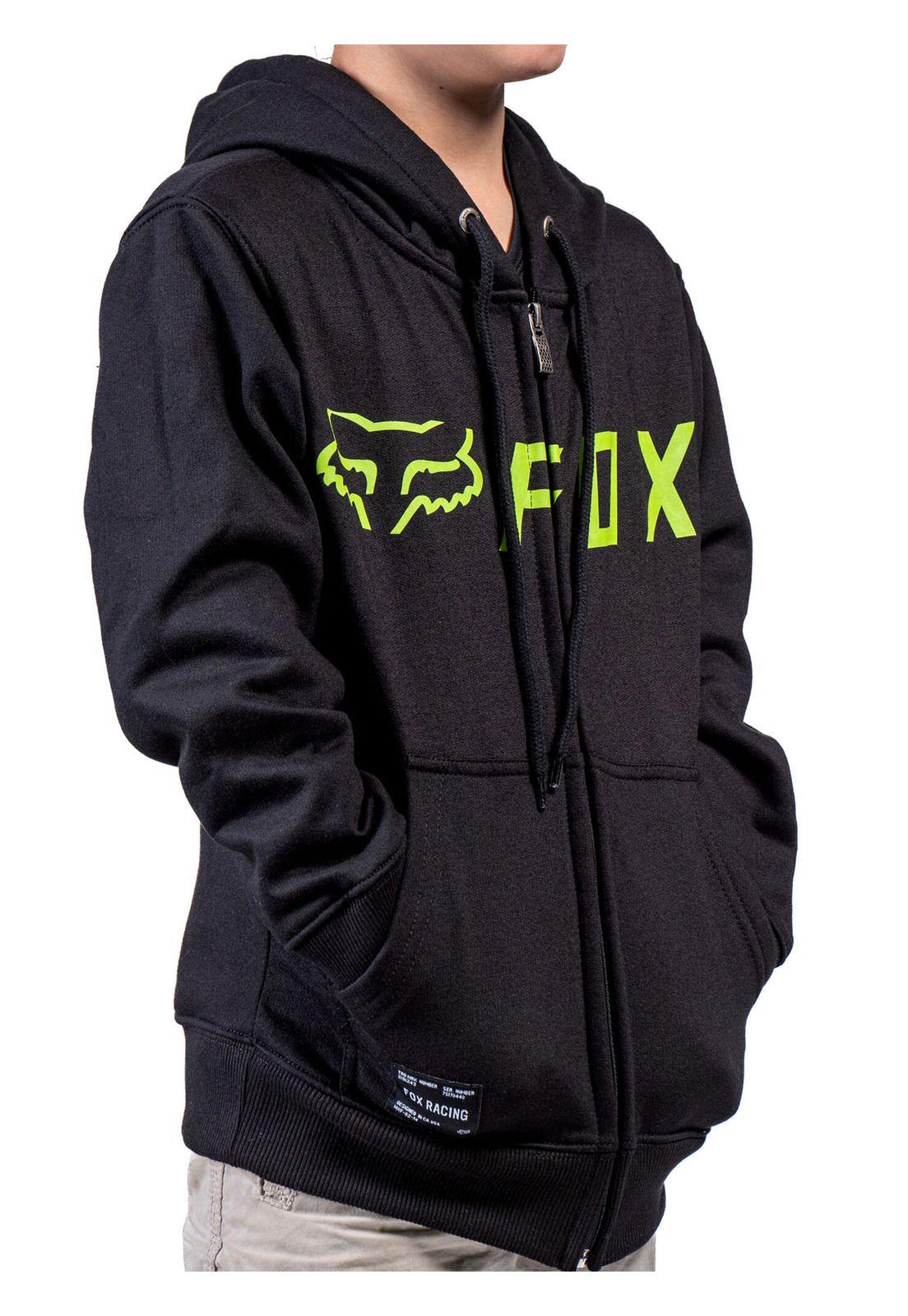 Poleron Lifestyle Niño Destrakt Zip Negro/Verde Fox-1