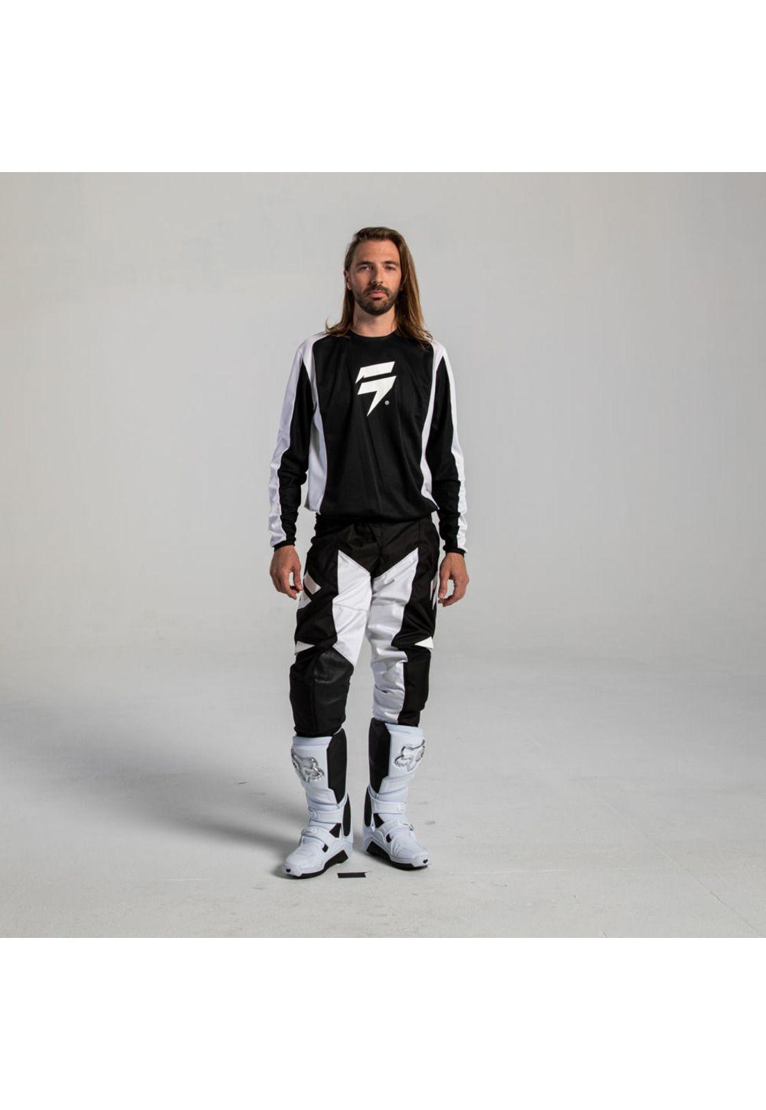 Polera Moto White Label Race 2 Negro/Blanco Shift-1