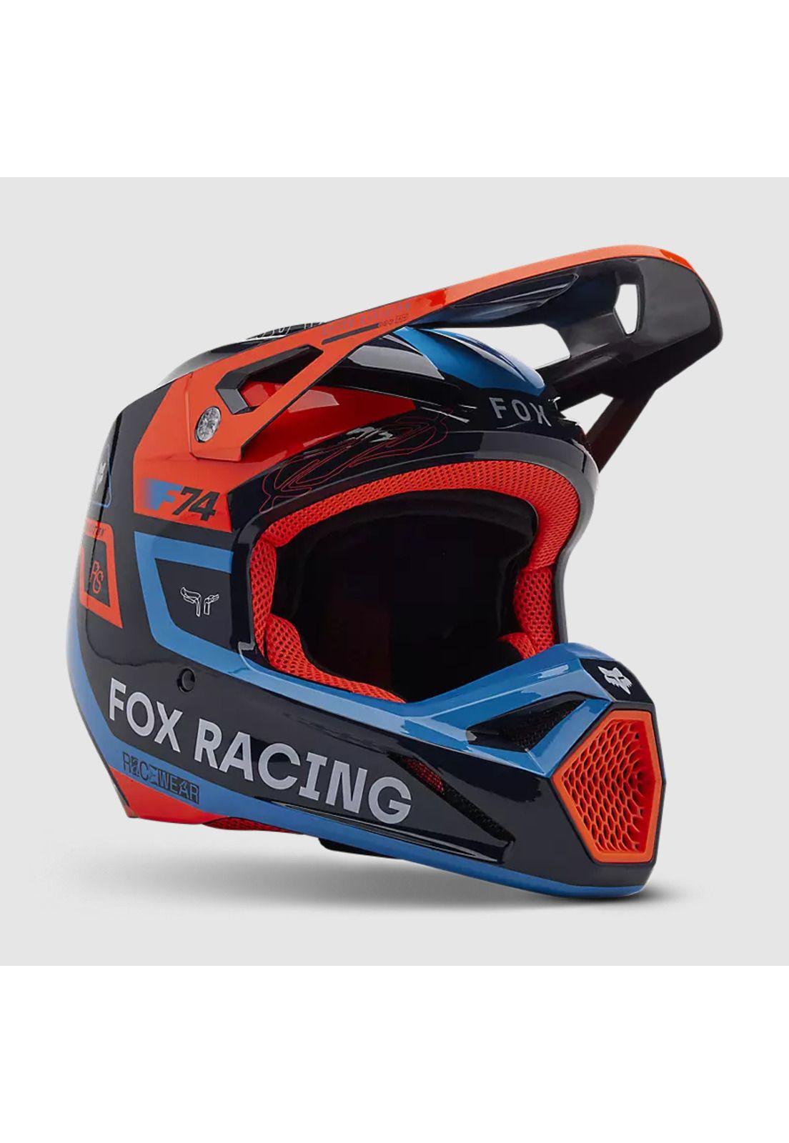 Casco Moto V1 Race Spec Azul Marino Fox-0