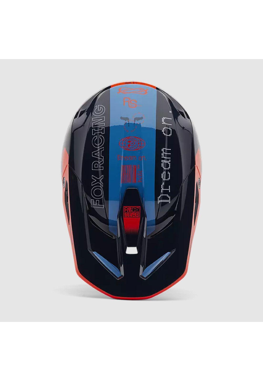 Casco Moto V1 Race Spec Azul Marino Fox-2