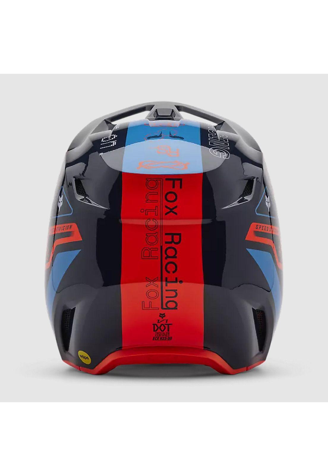 Casco Moto V1 Race Spec Azul Marino Fox-3