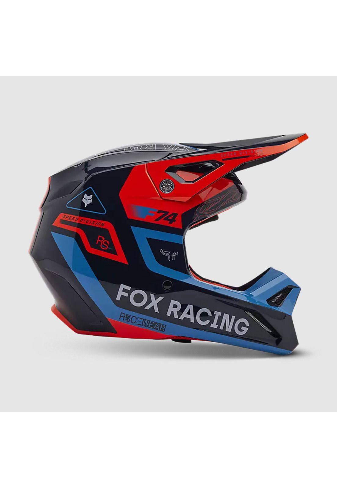 Casco Moto V1 Race Spec Azul Marino Fox-1