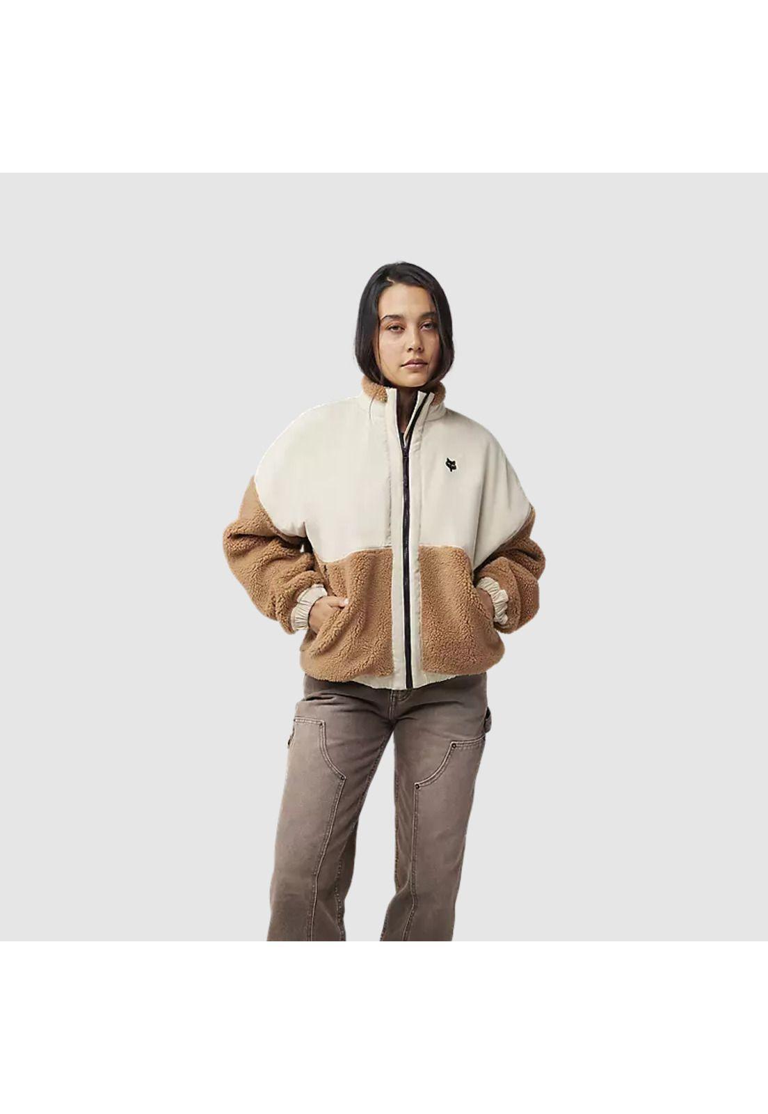 Poleron Lifestyle Mujer Survivalist Sherpa Full Cafe Fox-2