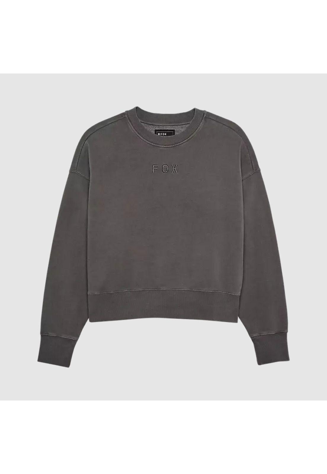 Poleron Lifestyle Mujer Wordmark Crew Oversize Gris Fox-0