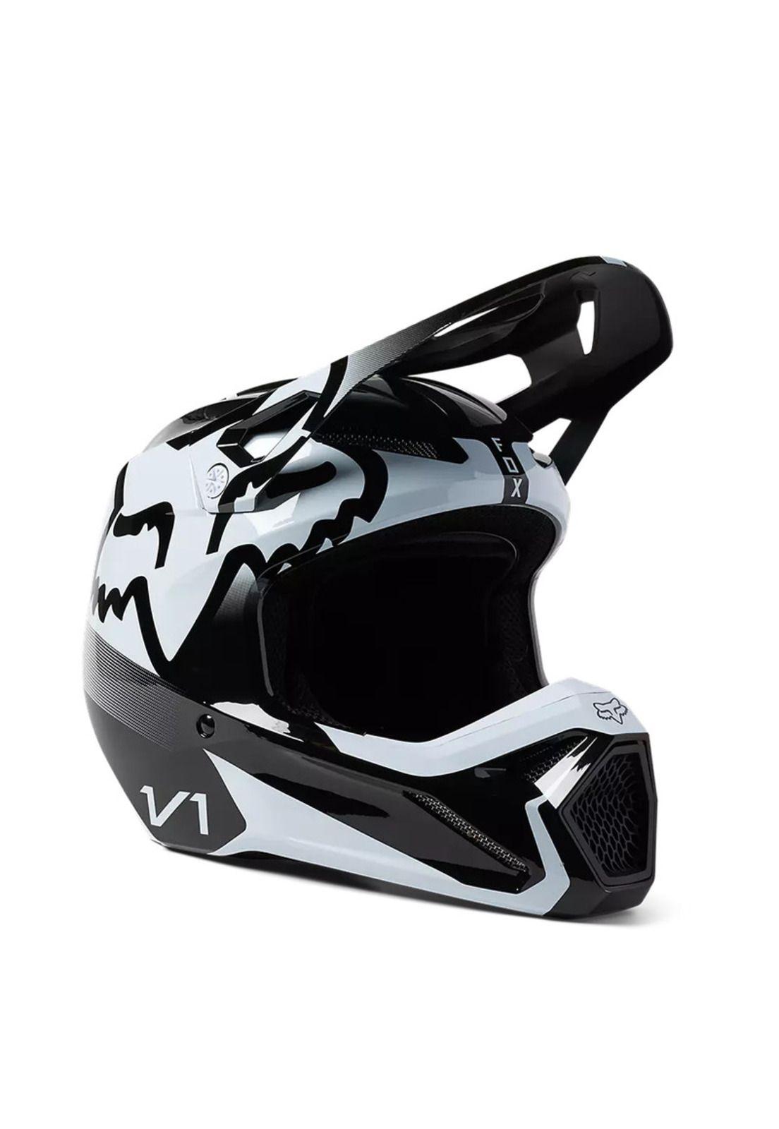 Casco Moto Niño V1 Leed Blanco/Negro Fox-0