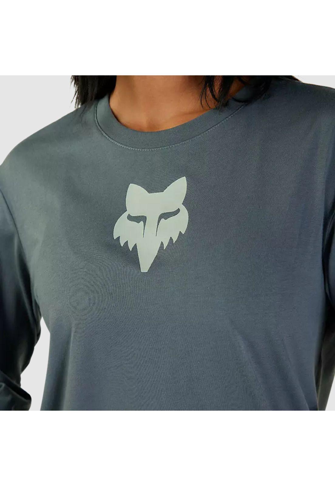Polera Lifestyle Mujer Fox Head Manga Larga Azul Acero Fox-2