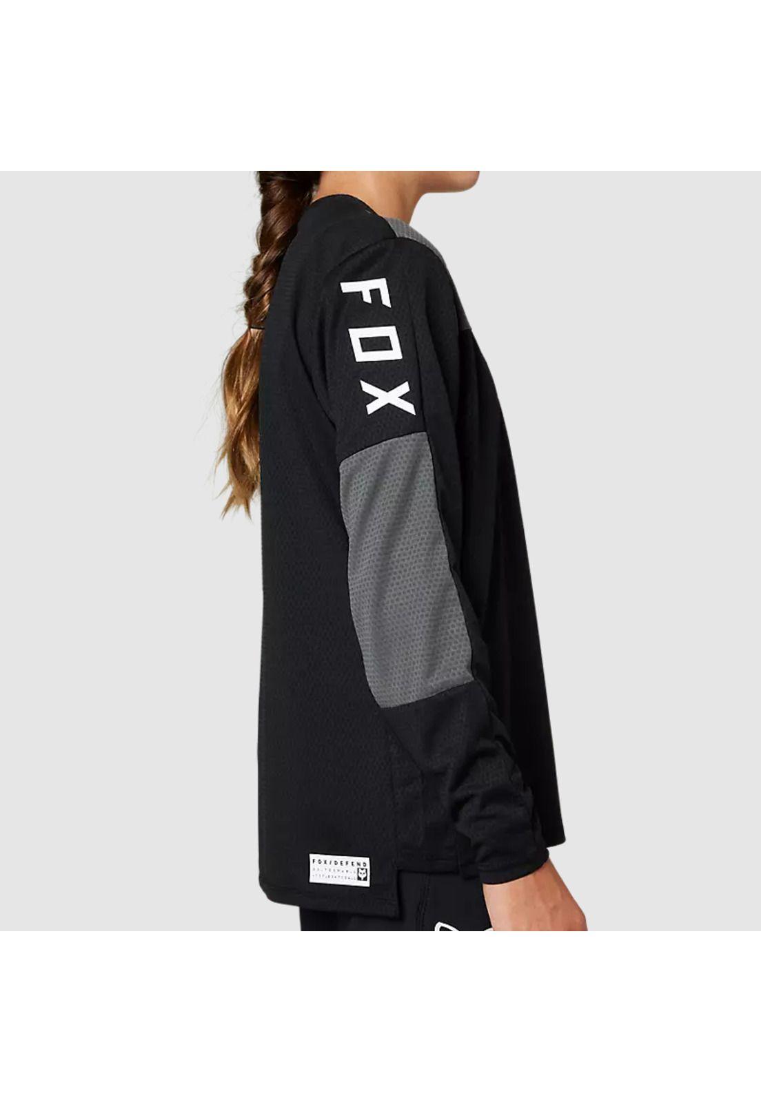 Polera Bicicleta Niño Defend Manga Larga Negro Fox-4