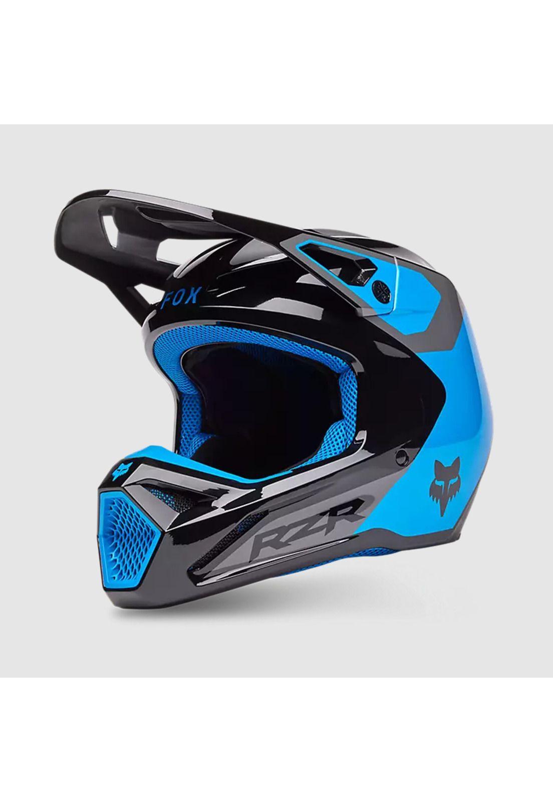 Casco Moto V1 Polaris Negro/Azul Fox-3