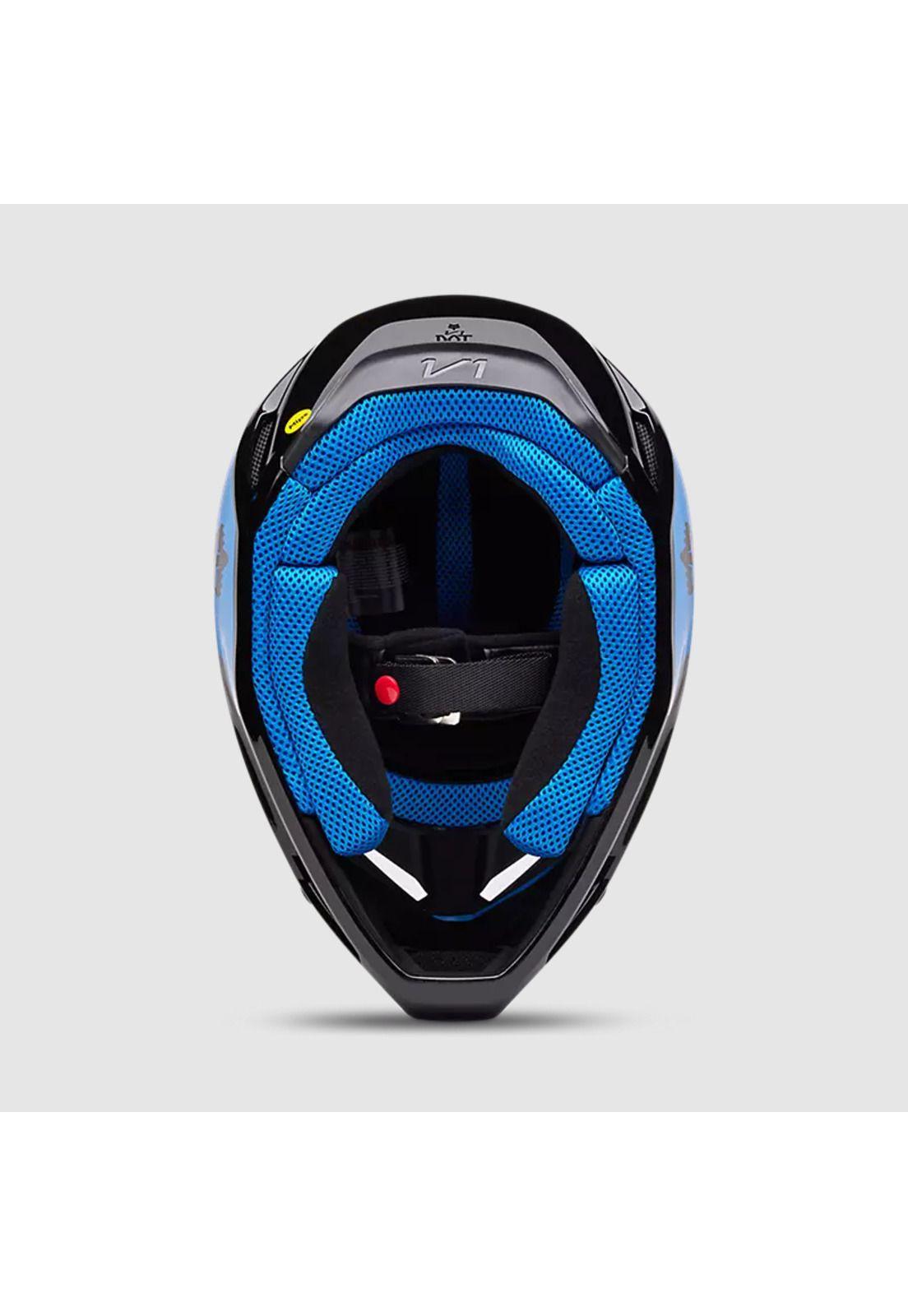 Casco Moto V1 Polaris Negro/Azul Fox-6