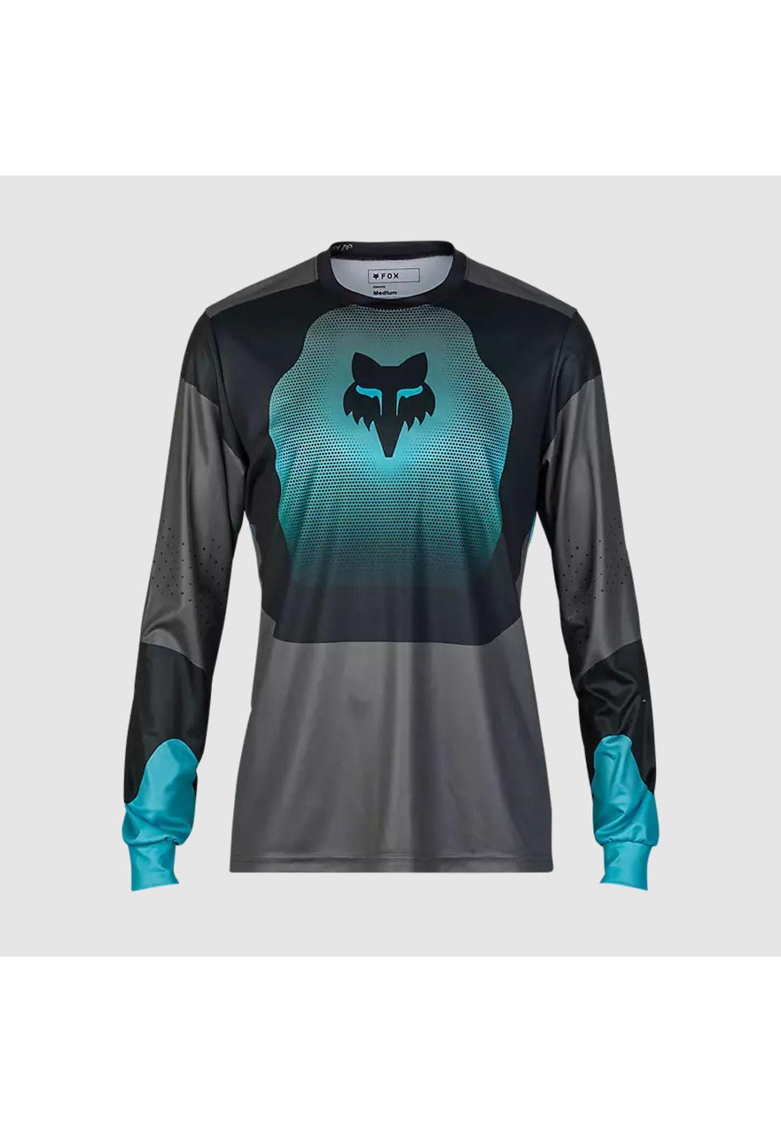 Polera Bicicleta Ranger Revise Manga Larga Celeste/Gris Fox-0