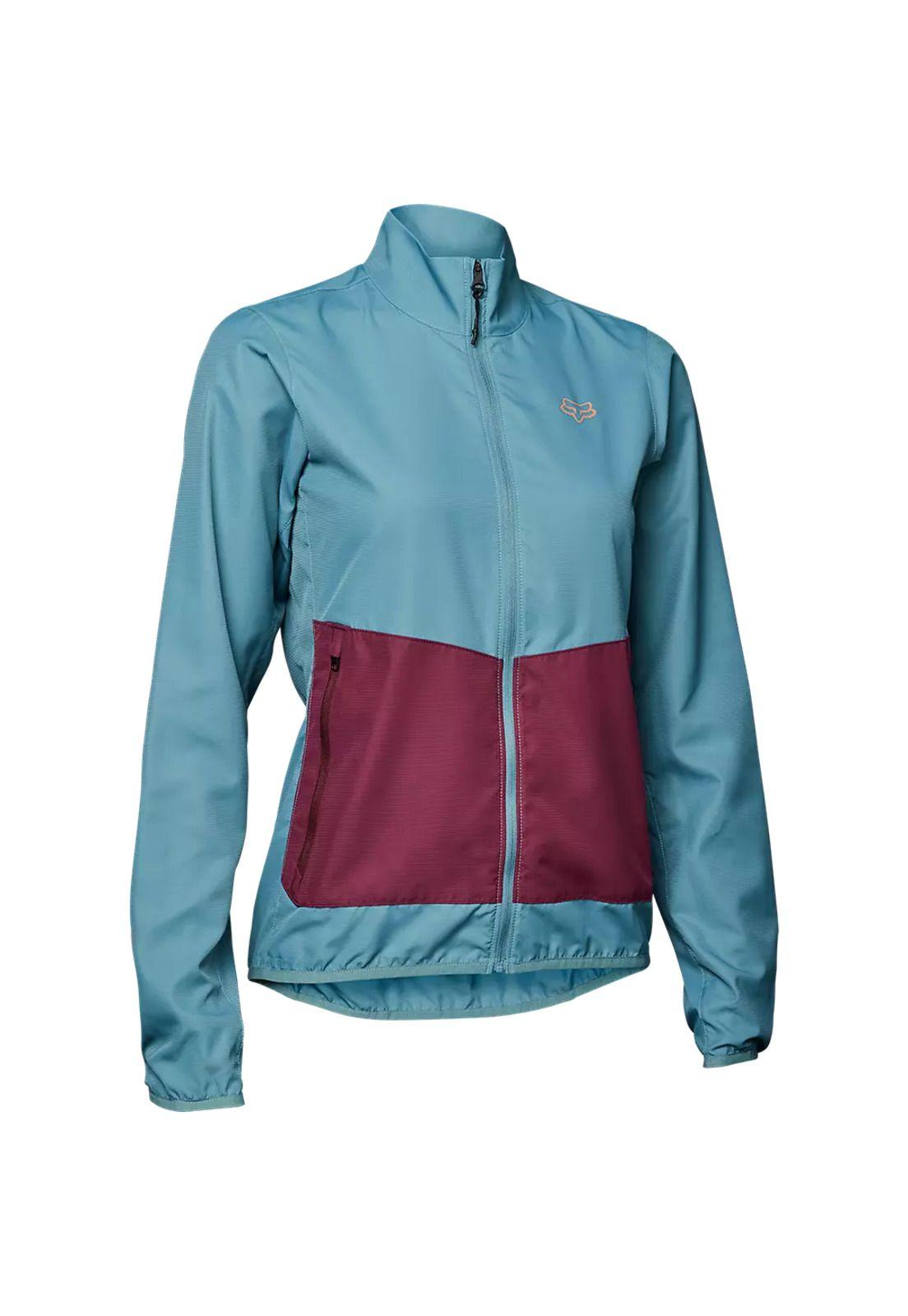 Chaqueta Cortavientos Bicicleta Mujer Ranger Celeste/Morado Fox-0