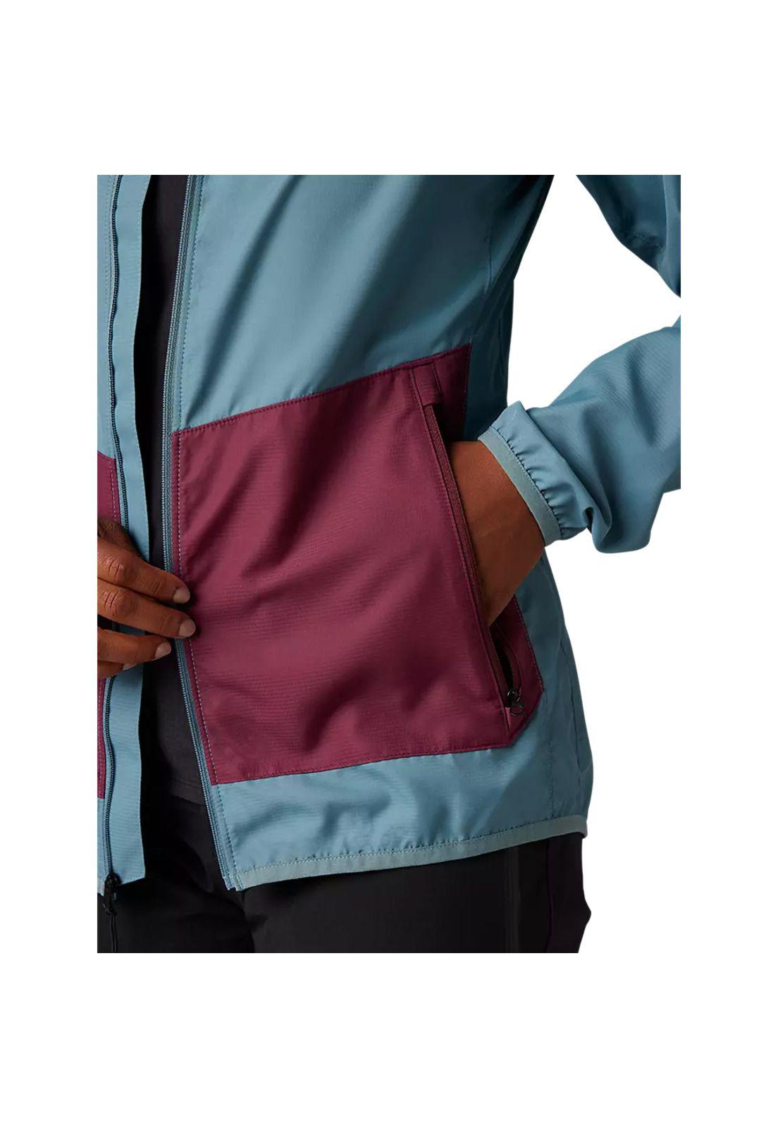 Chaqueta Cortavientos Bicicleta Mujer Ranger Celeste/Morado Fox-5