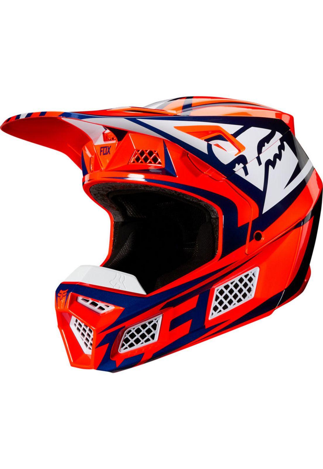 Casco Moto V3 Idol Naranjo/Azul Fox-1