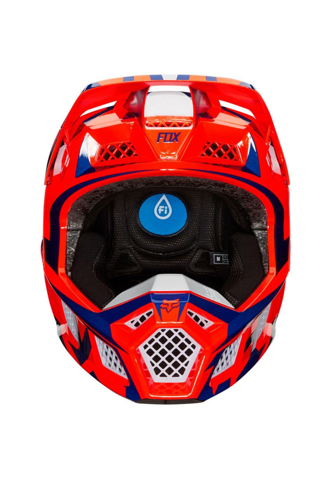 Casco Moto V3 Idol Naranjo/Azul Fox-4