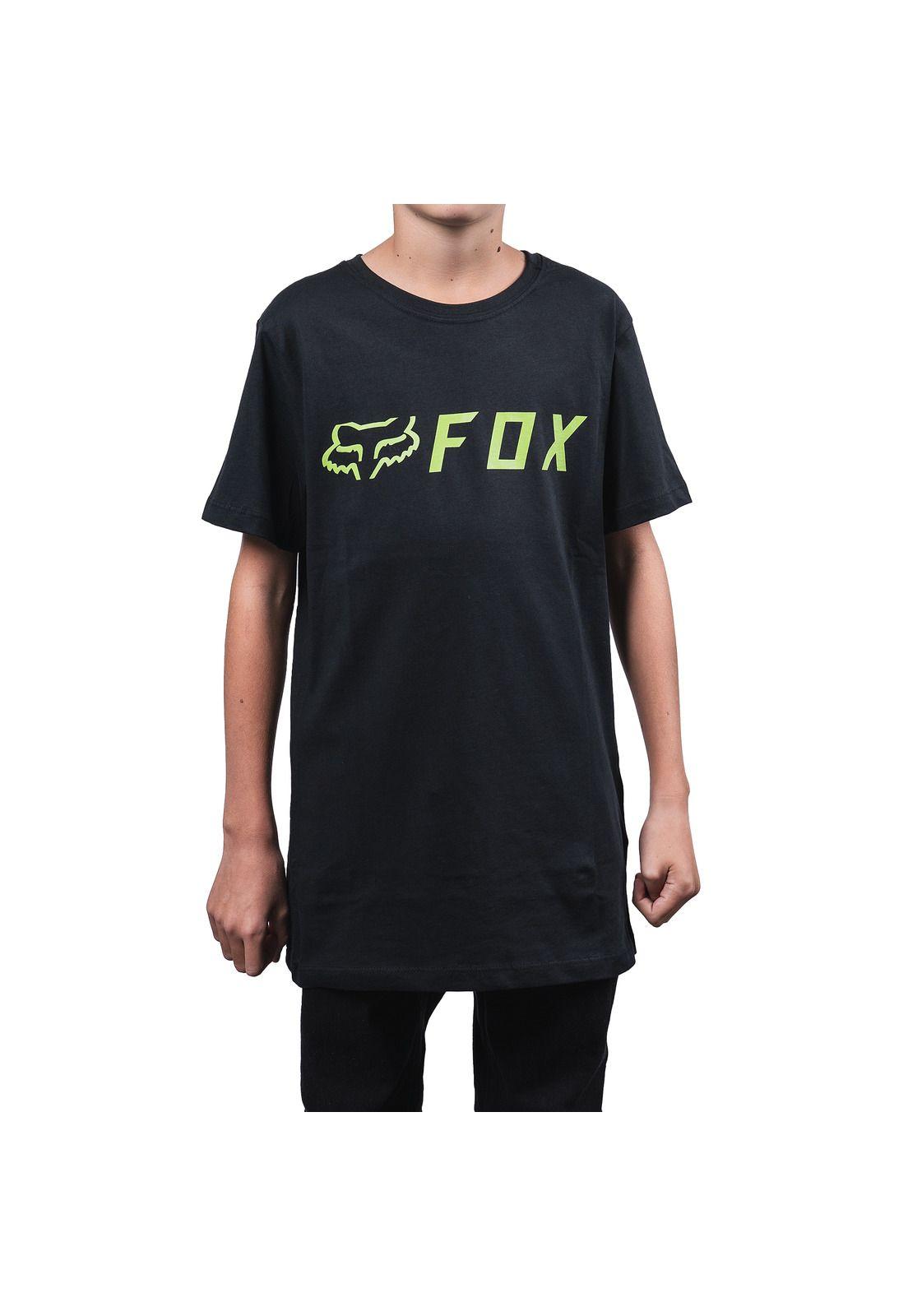 Polera Lifestyle Niño Apex Negro/Verde Fox-0