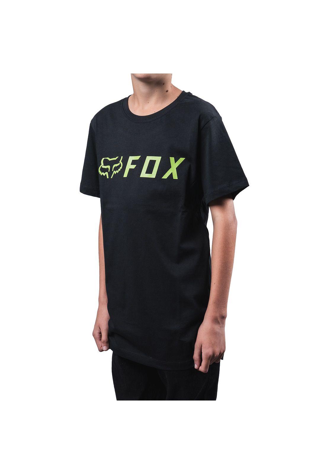 Polera Lifestyle Niño Apex Negro/Verde Fox-1