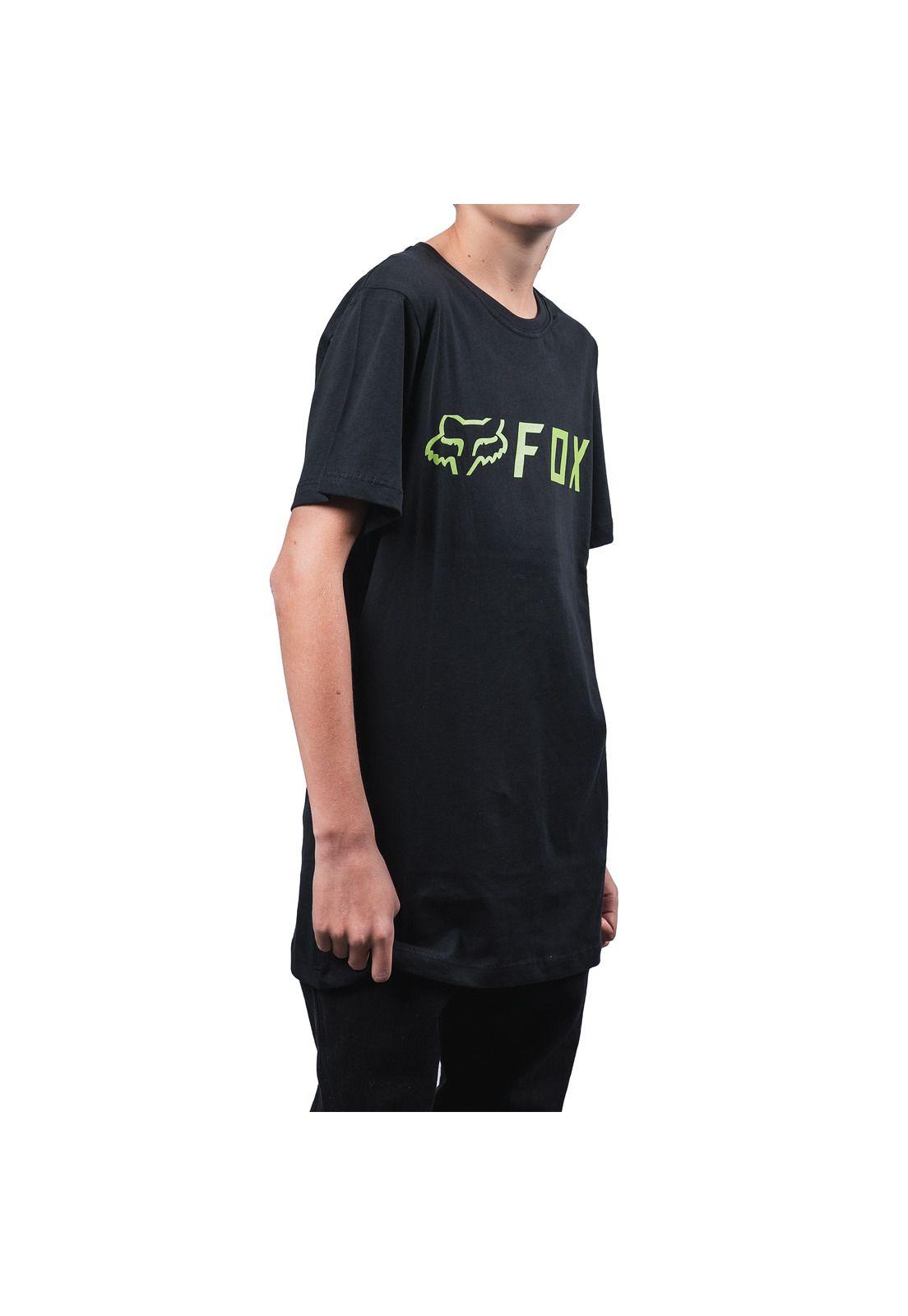 Polera Lifestyle Niño Apex Negro/Verde Fox-2