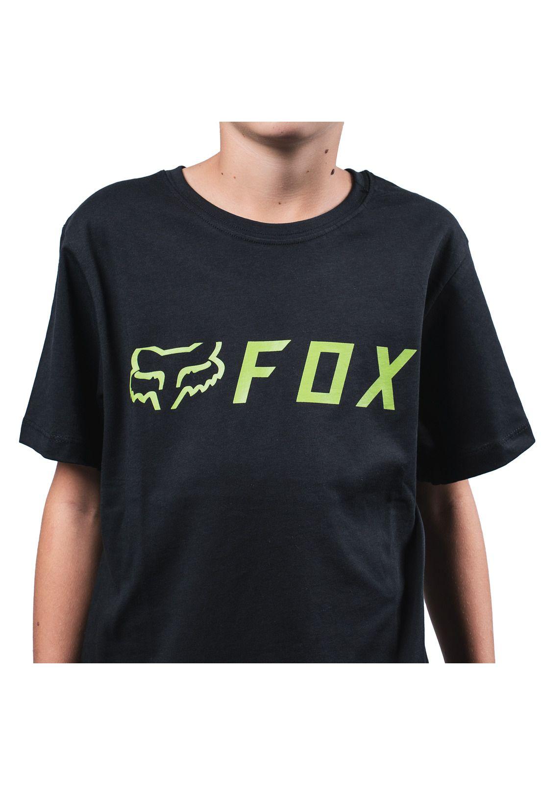 Polera Lifestyle Niño Apex Negro/Verde Fox-4