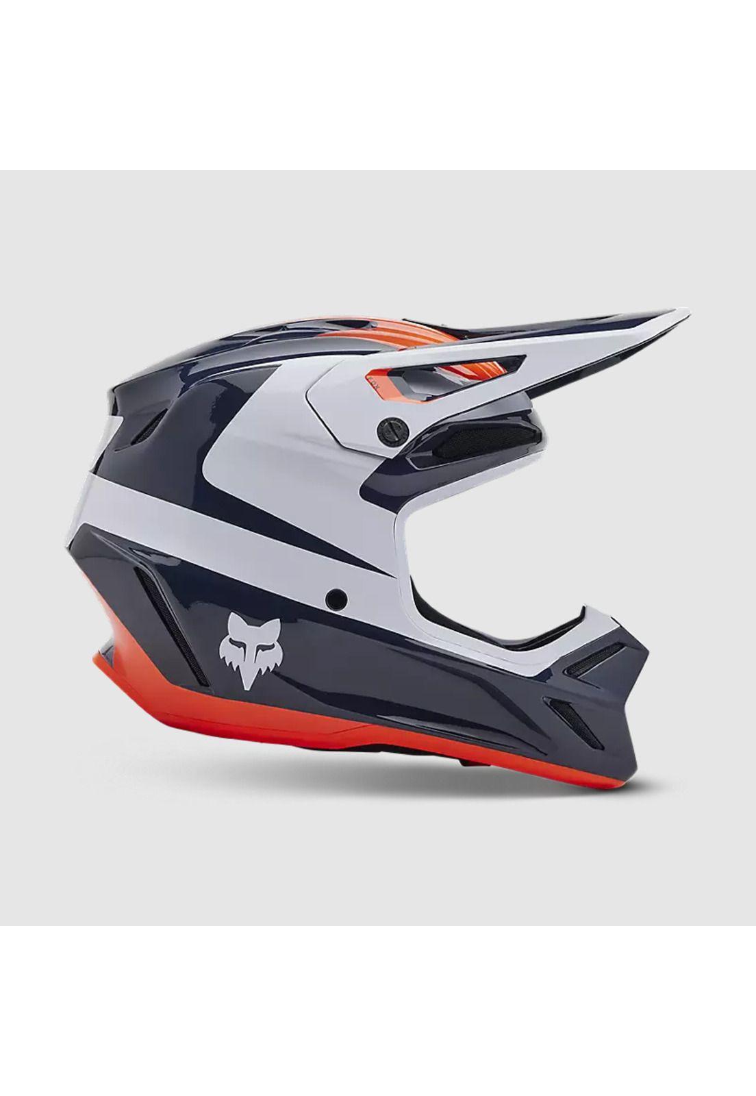 Casco Moto V3 Divider Azul Marino/Naranjo Fox-1