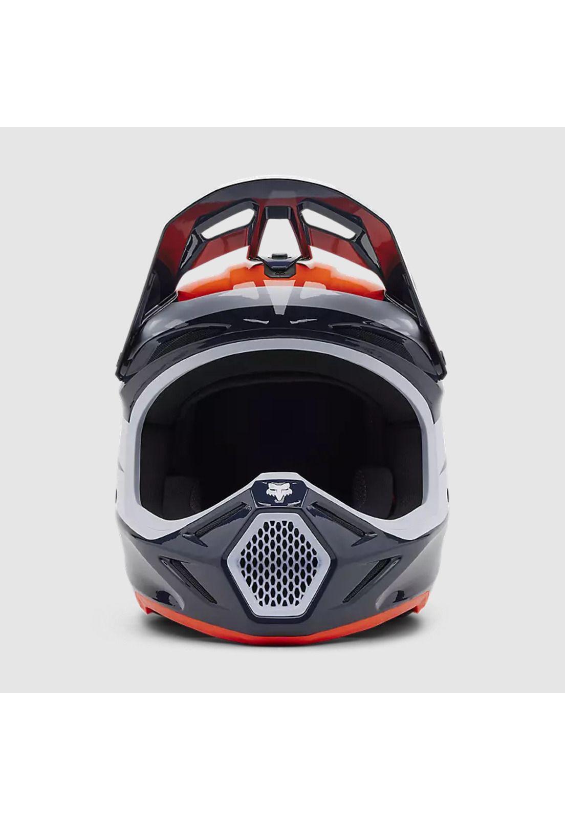 Casco Moto V3 Divider Azul Marino/Naranjo Fox-2