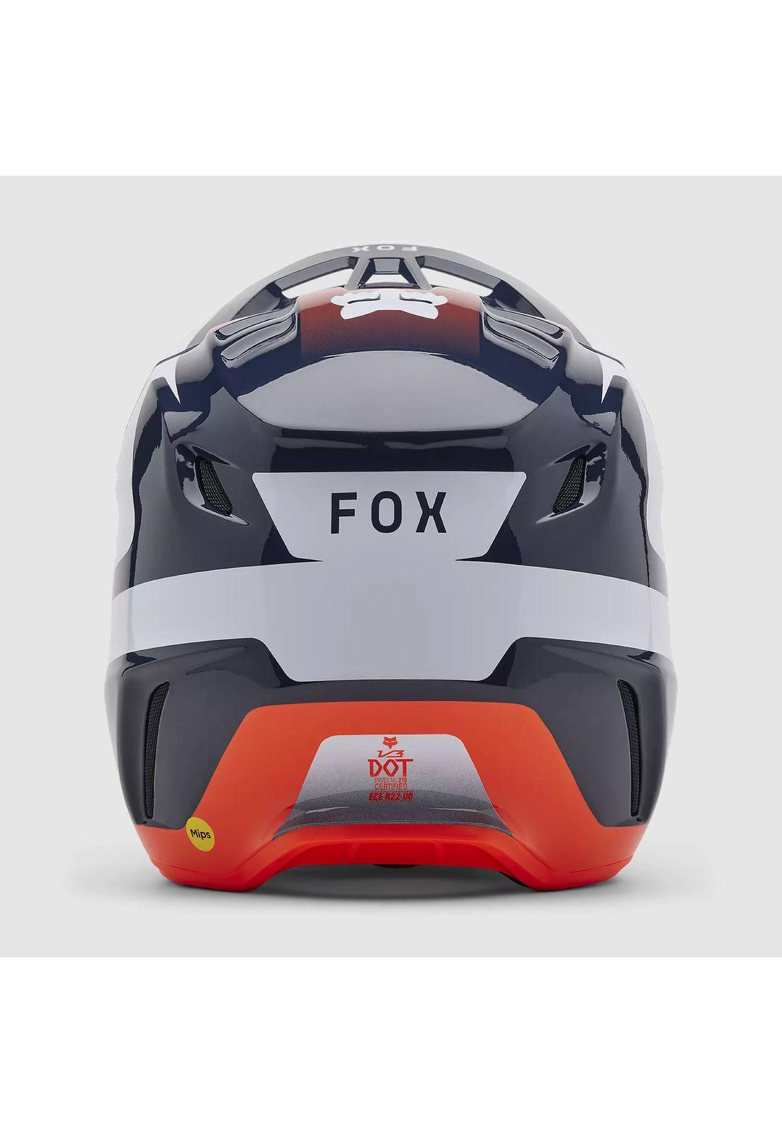 Casco Moto V3 Divider Azul Marino/Naranjo Fox-4