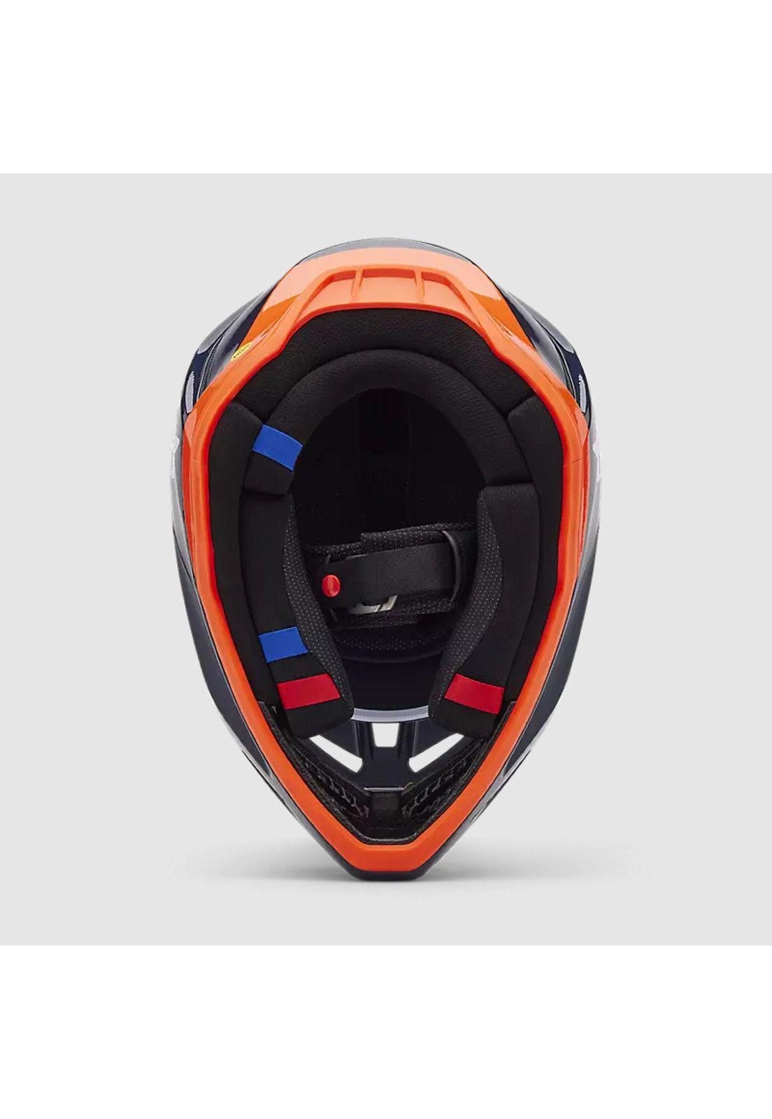 Casco Moto V3 Divider Azul Marino/Naranjo Fox-5