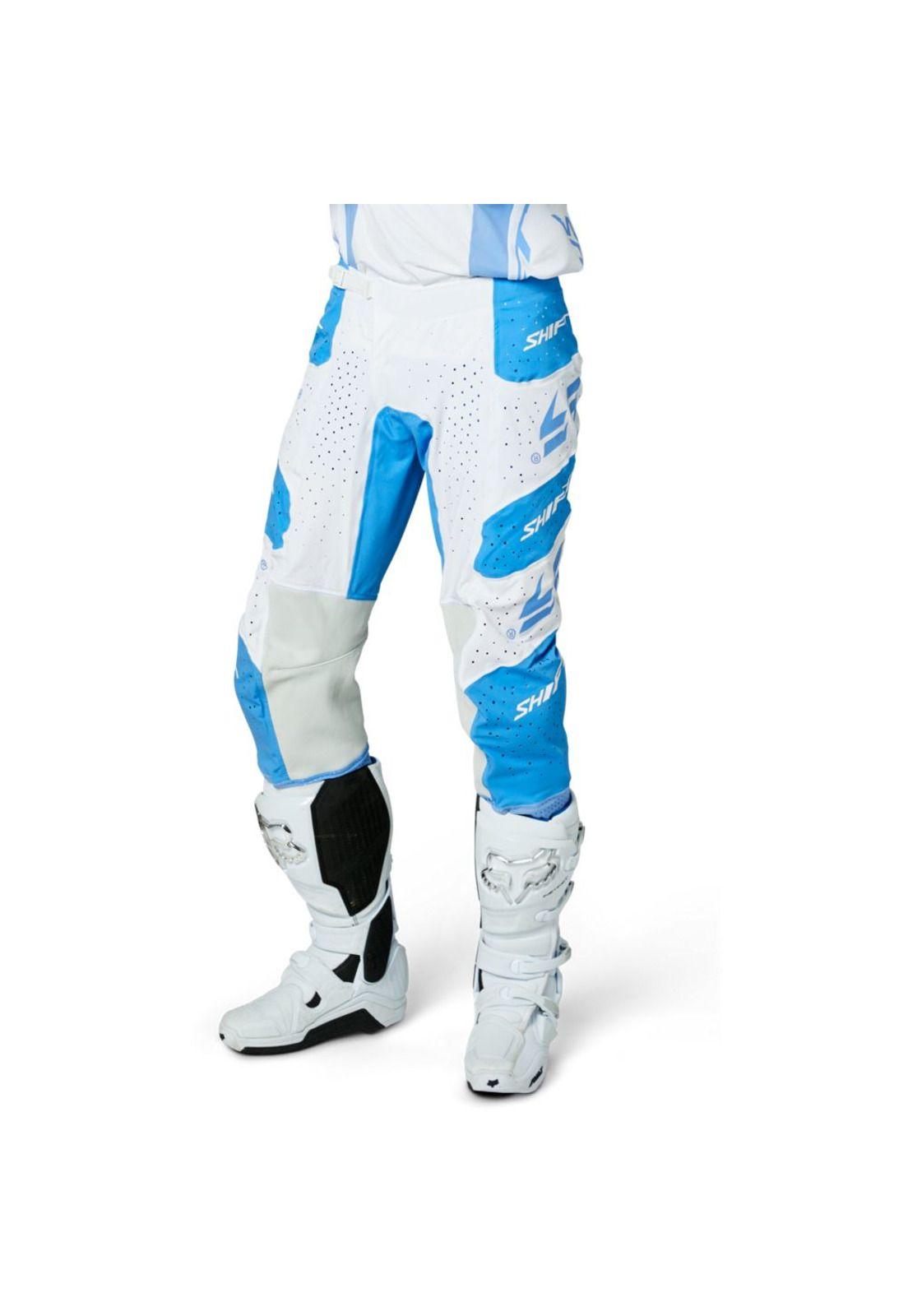 Pantalon Moto Blue Label Nirvana Blanco/Azul Shift-2