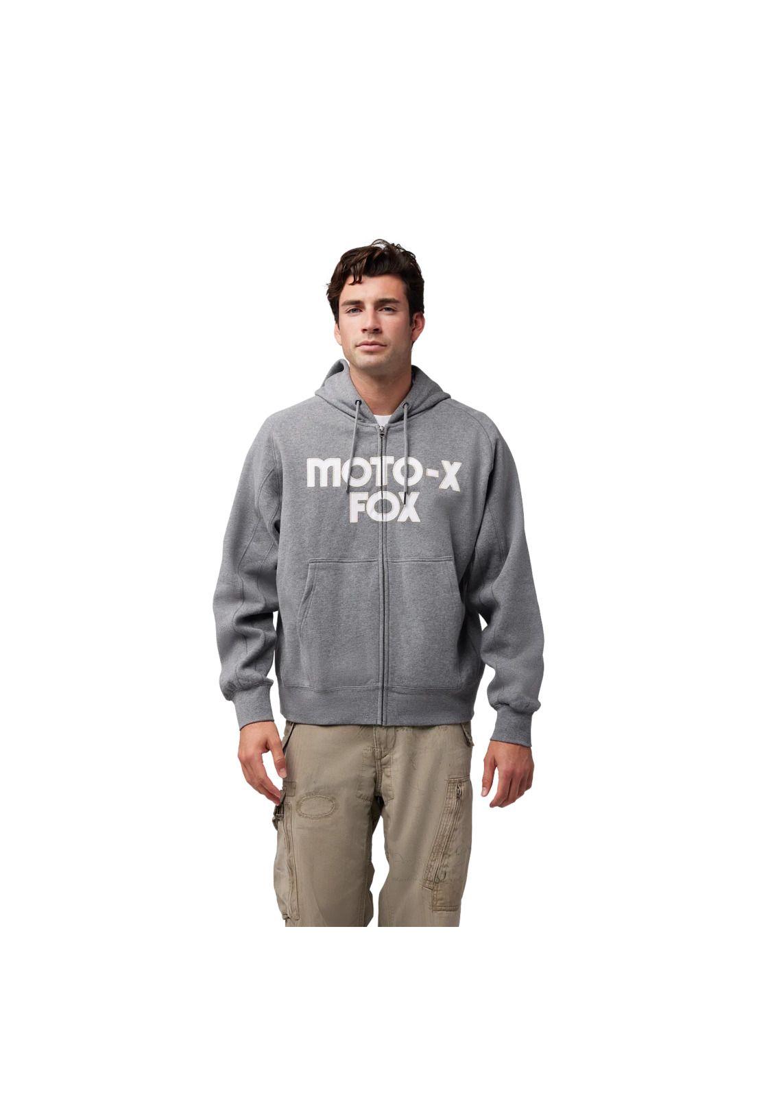Poleron Lifestyle Moto X Oversized ZIP Gris Fox-2