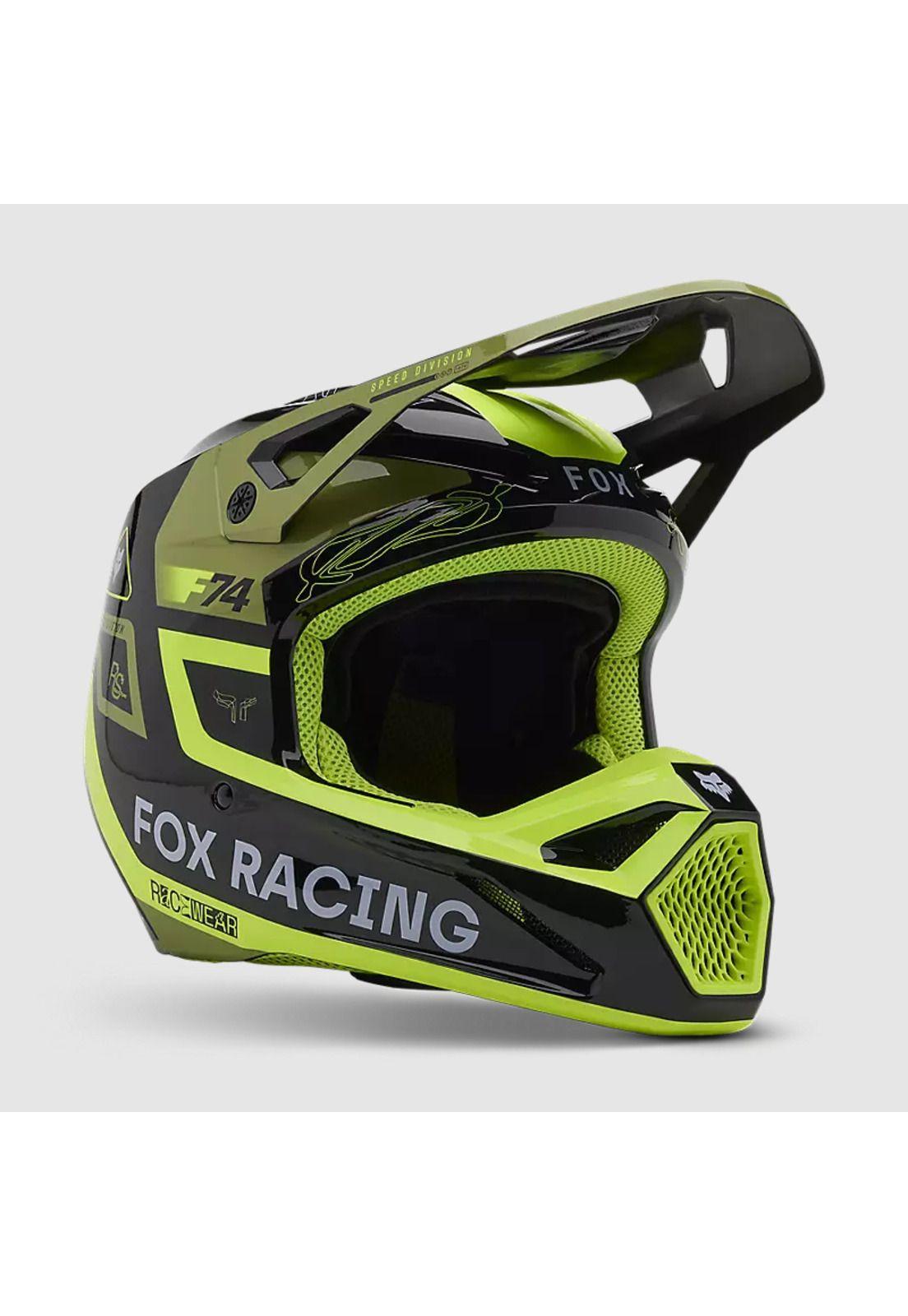 Casco Moto V1 Race Spec Verde Fox-0