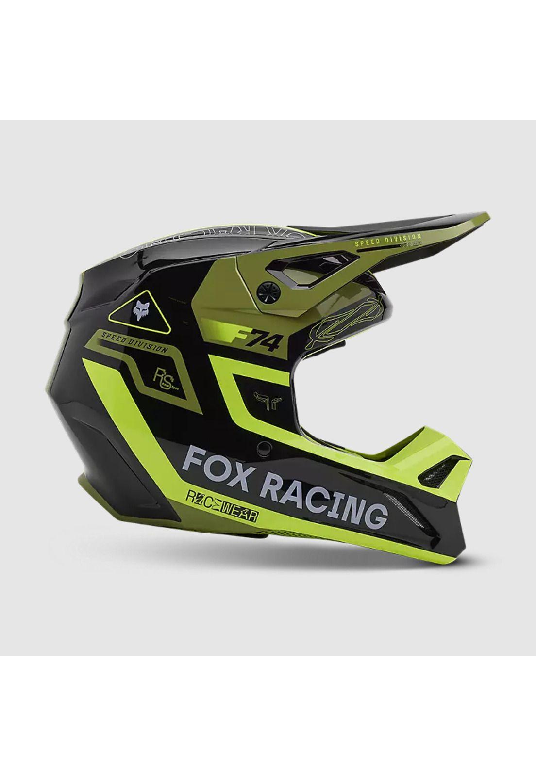 Casco Moto V1 Race Spec Verde Fox-1