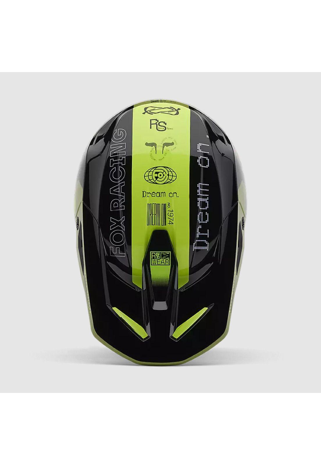 Casco Moto V1 Race Spec Verde Fox-3