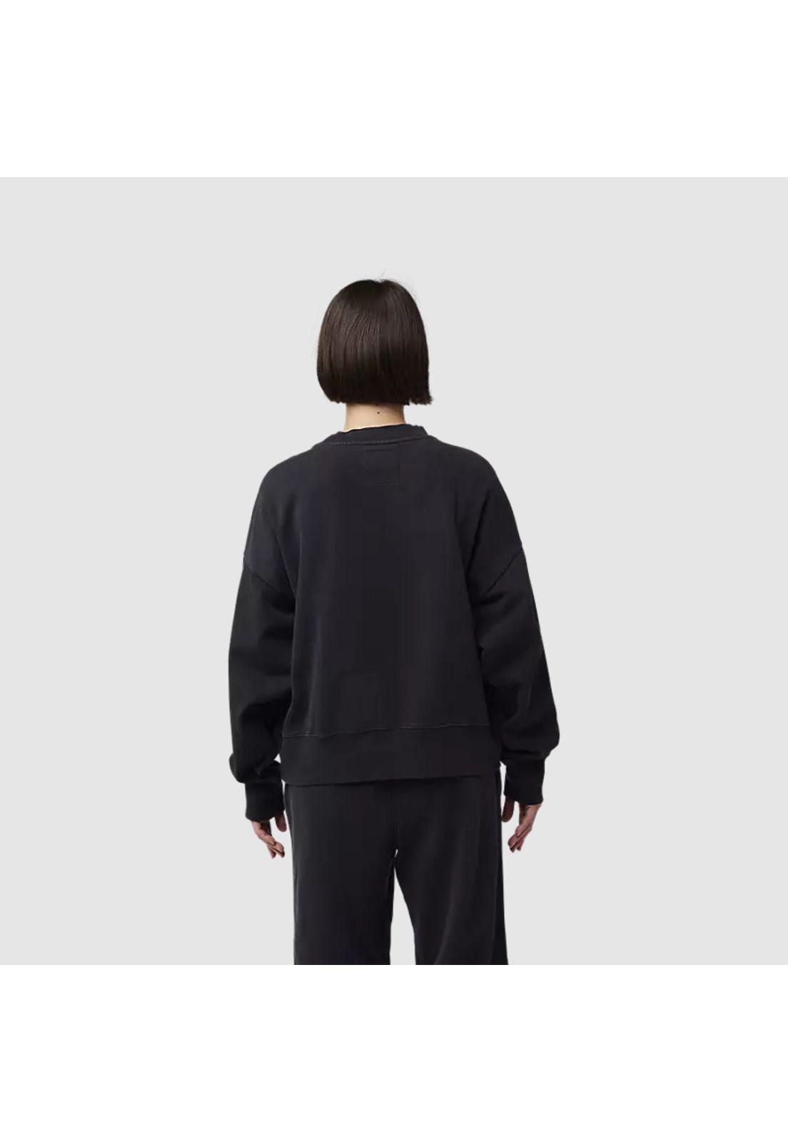 Poleron Lifestyle Mujer Wordmark Crew Oversize Negro Fox-3