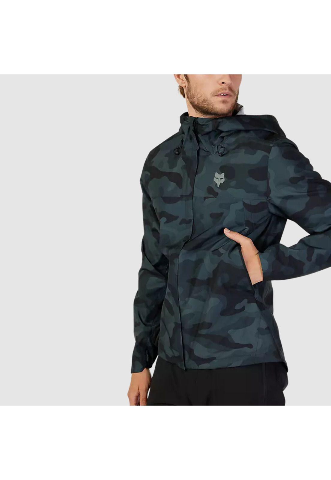 Chaqueta Bicicleta Impermeable Ranger Camo Negro Fox-4
