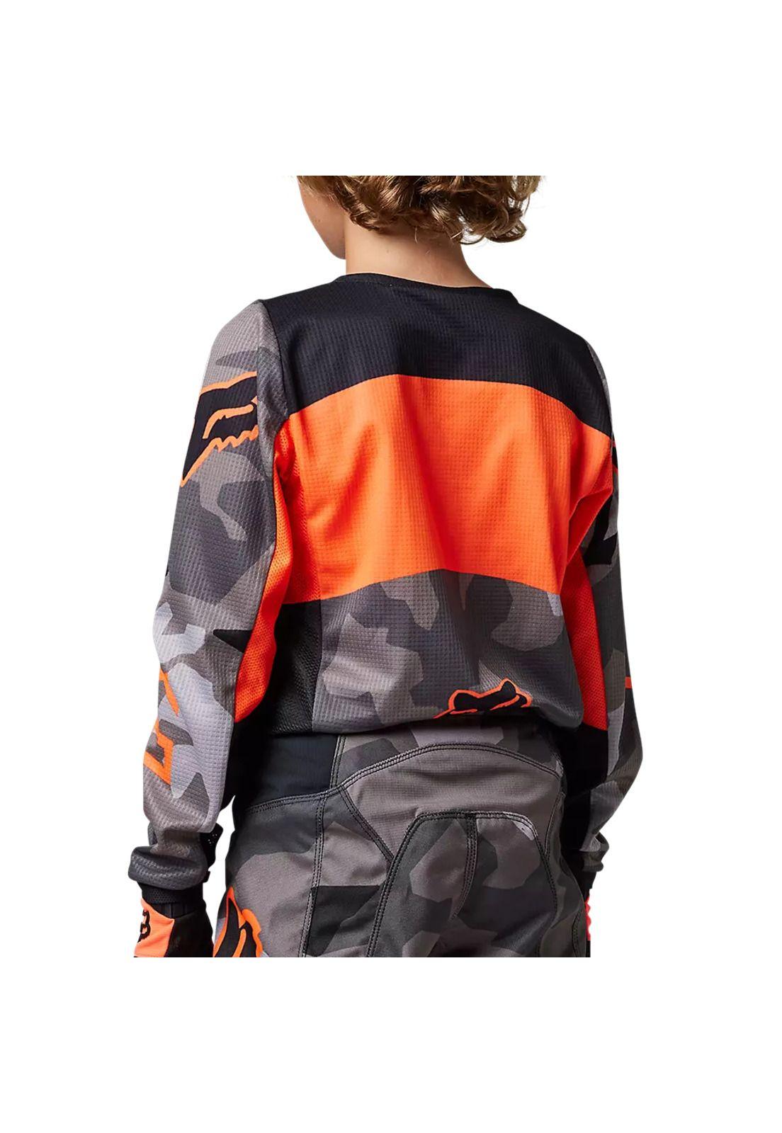 Polera Moto Niño 180 BKNR Camo Gris/Naranjo Fox-1