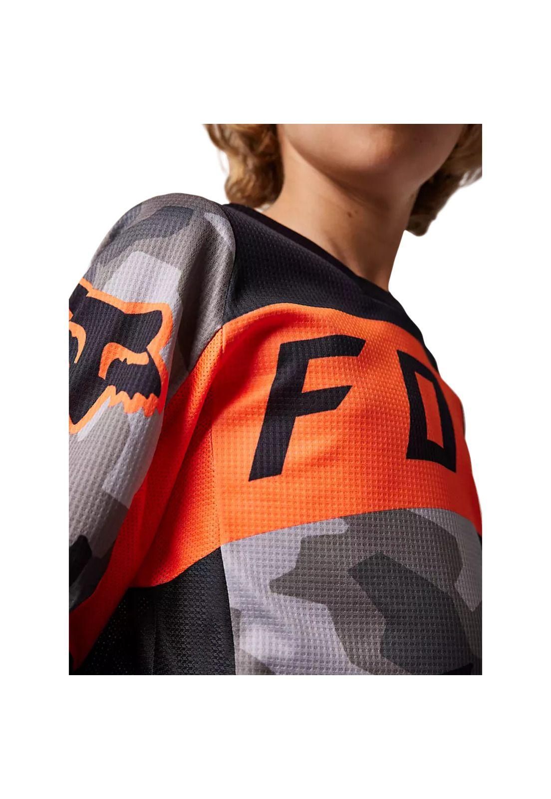 Polera Moto Niño 180 BKNR Camo Gris/Naranjo Fox-2