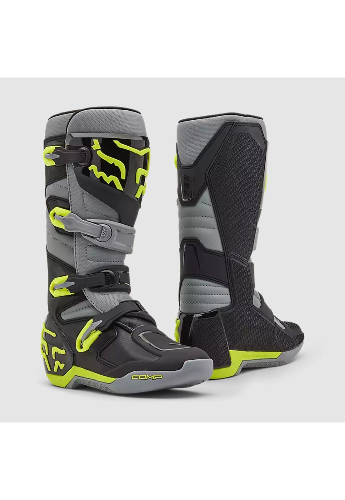 Botas Moto Comp Gris/Amarillo Fox-0