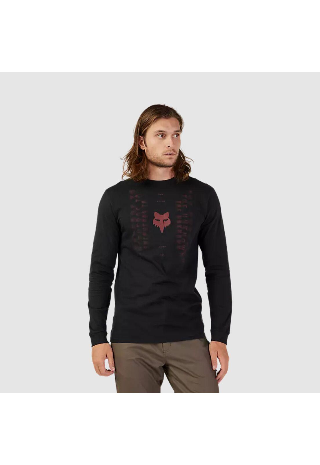 Polera Lifestyle Faded Out Premium Manga Larga Negro Fox-0