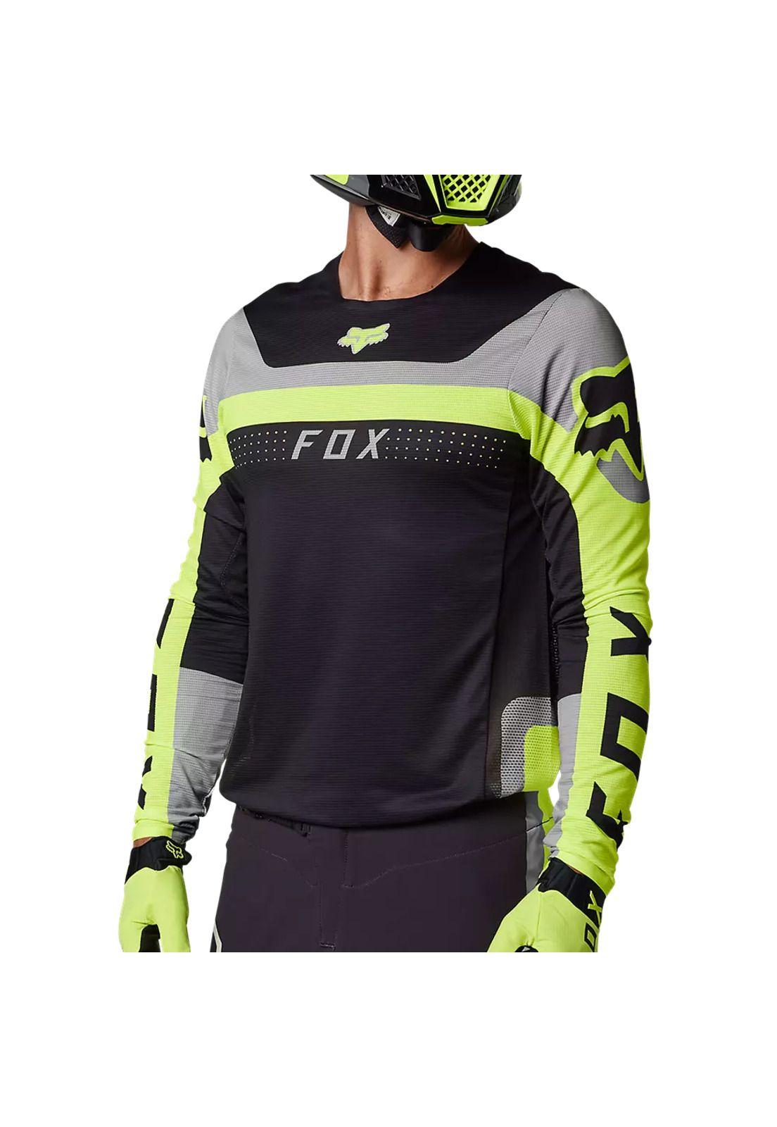 Polera Moto Flexair Efekt Negro/Amarillo/Gris Fox-1