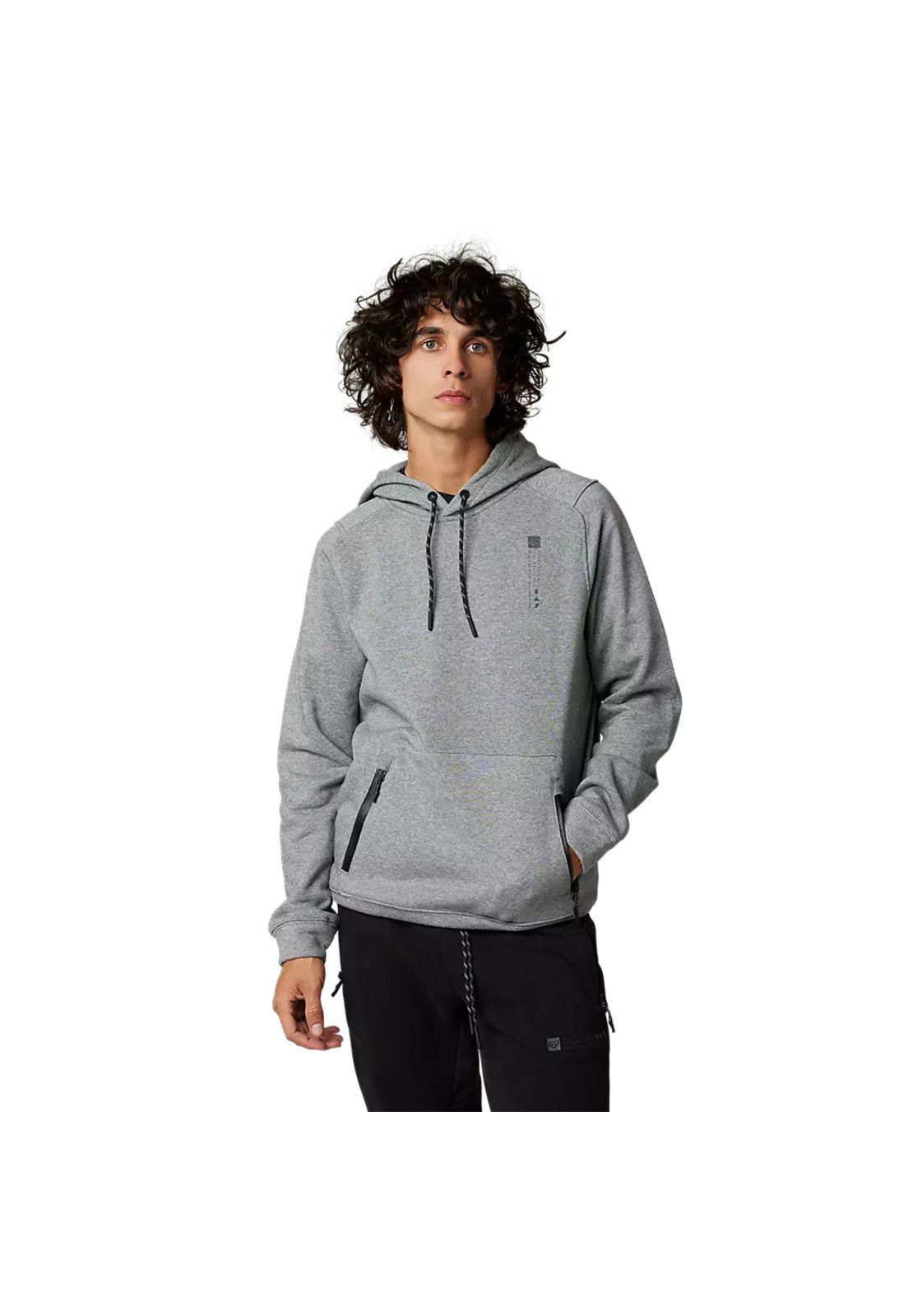 Poleron Lifestyle Base Over con Gorro Water Resistant Gris Fox-0