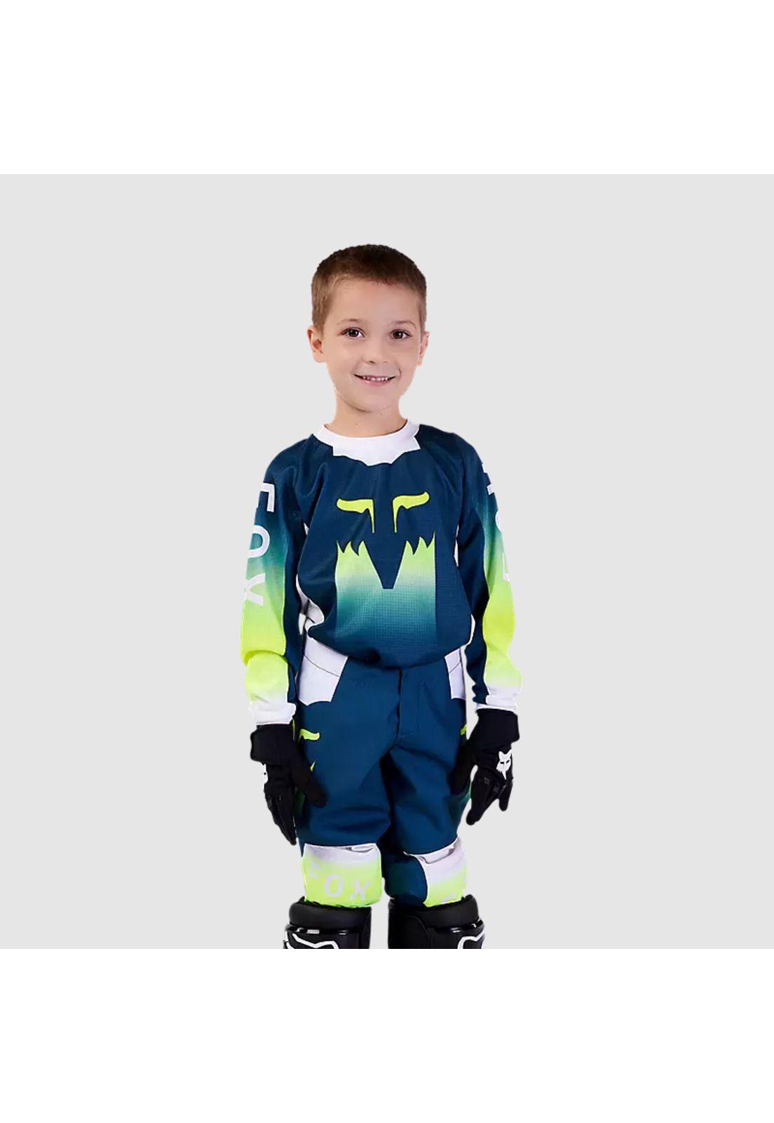 Polera Moto Infantil 180 Flora Azul Petroleo Fox-0