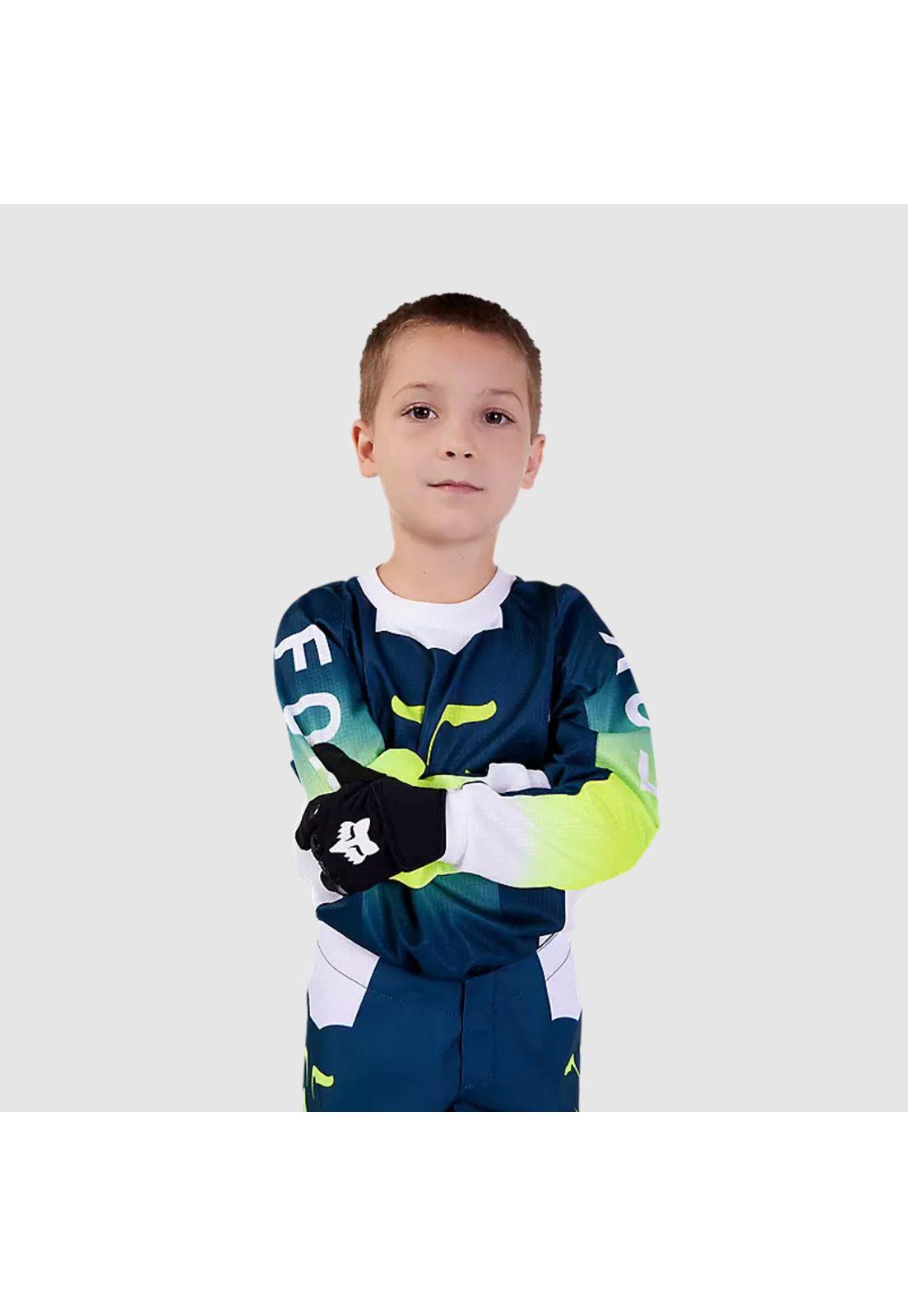Polera Moto Infantil 180 Flora Azul Petroleo Fox-2