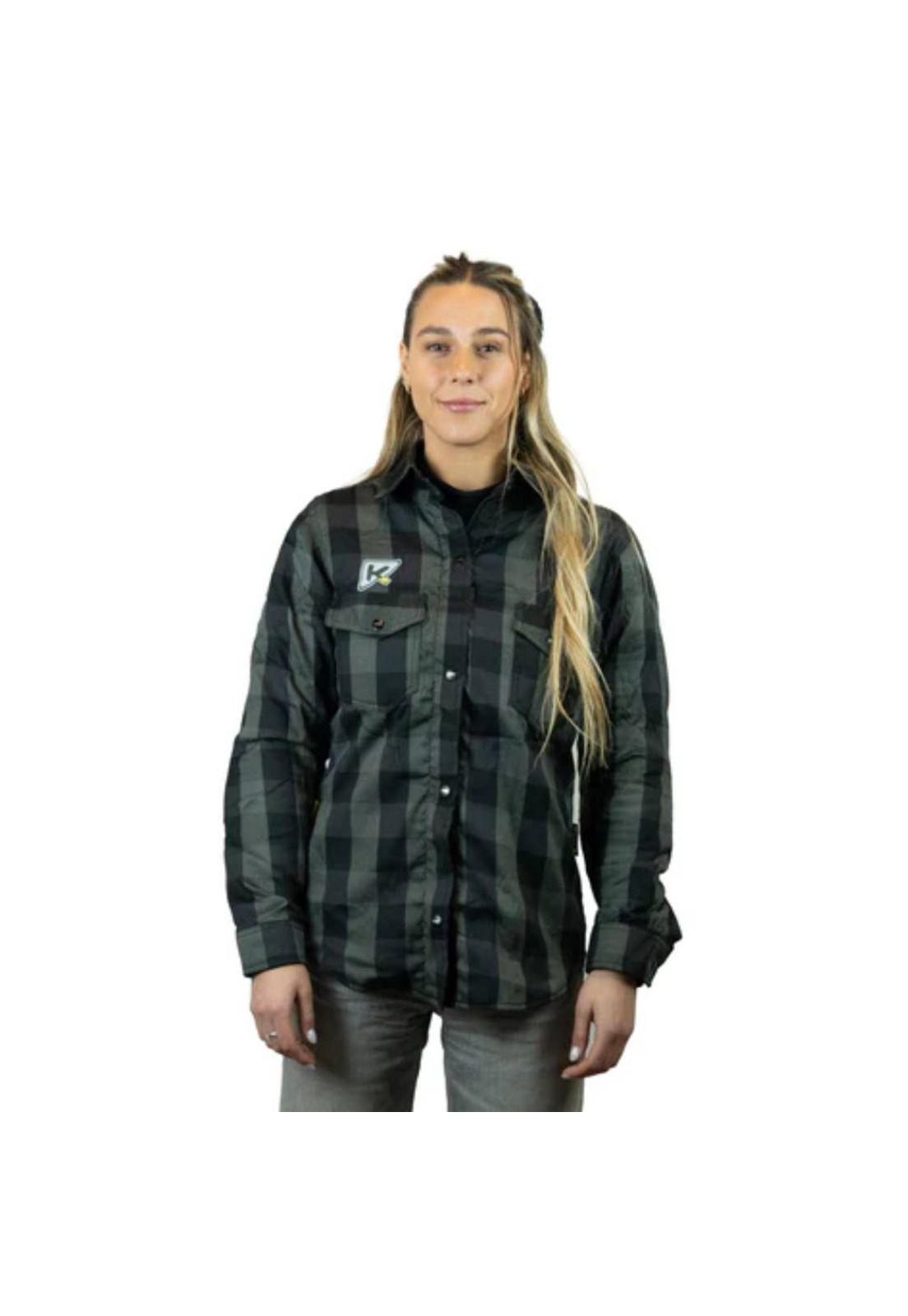 Chaqueta Moto Calle Mujer Woman Flannel Verde/Negro KMZ-0