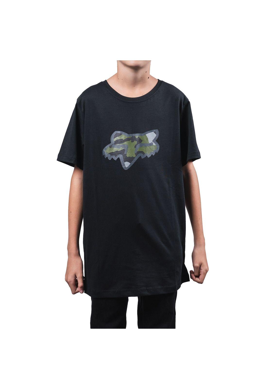 Polera Lifestyle Niño Predator SS Camo Negro Fox-0