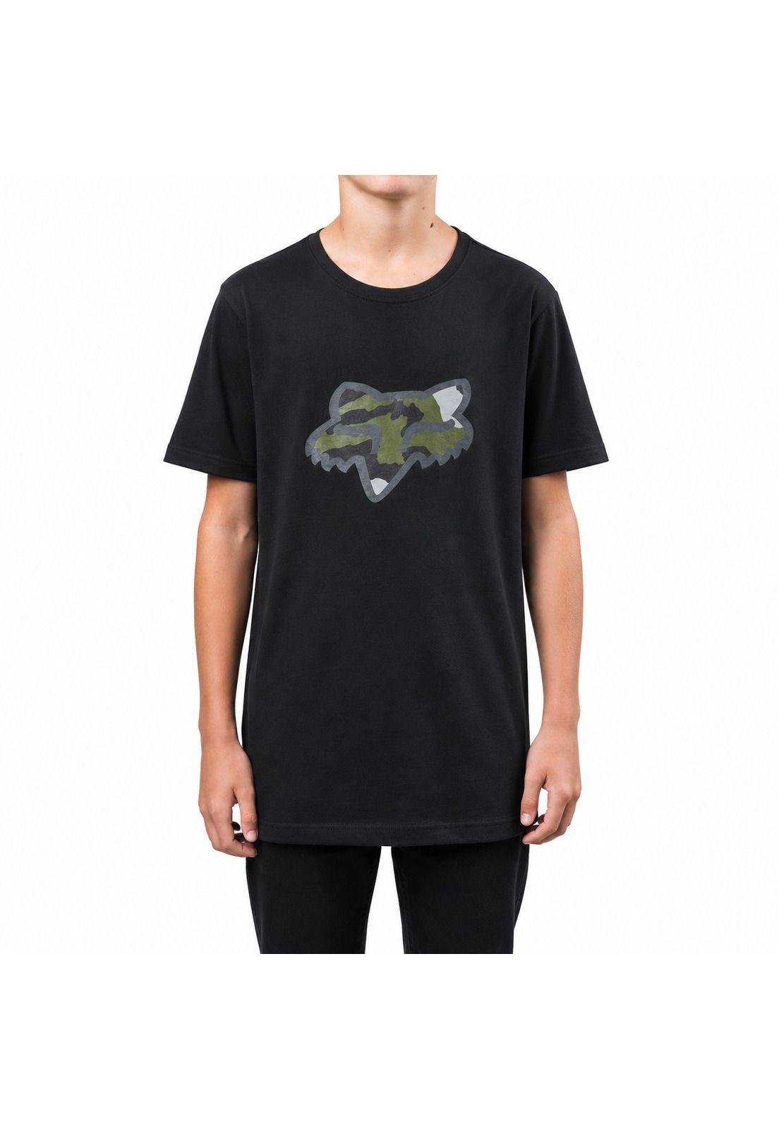 Polera Lifestyle Niño Predator SS Camo Negro Fox-0