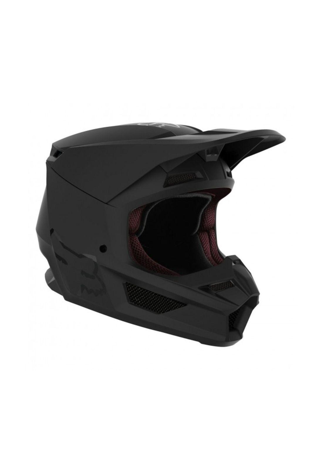 Casco Moto Niño V1 Matte Black Negro Fox-0