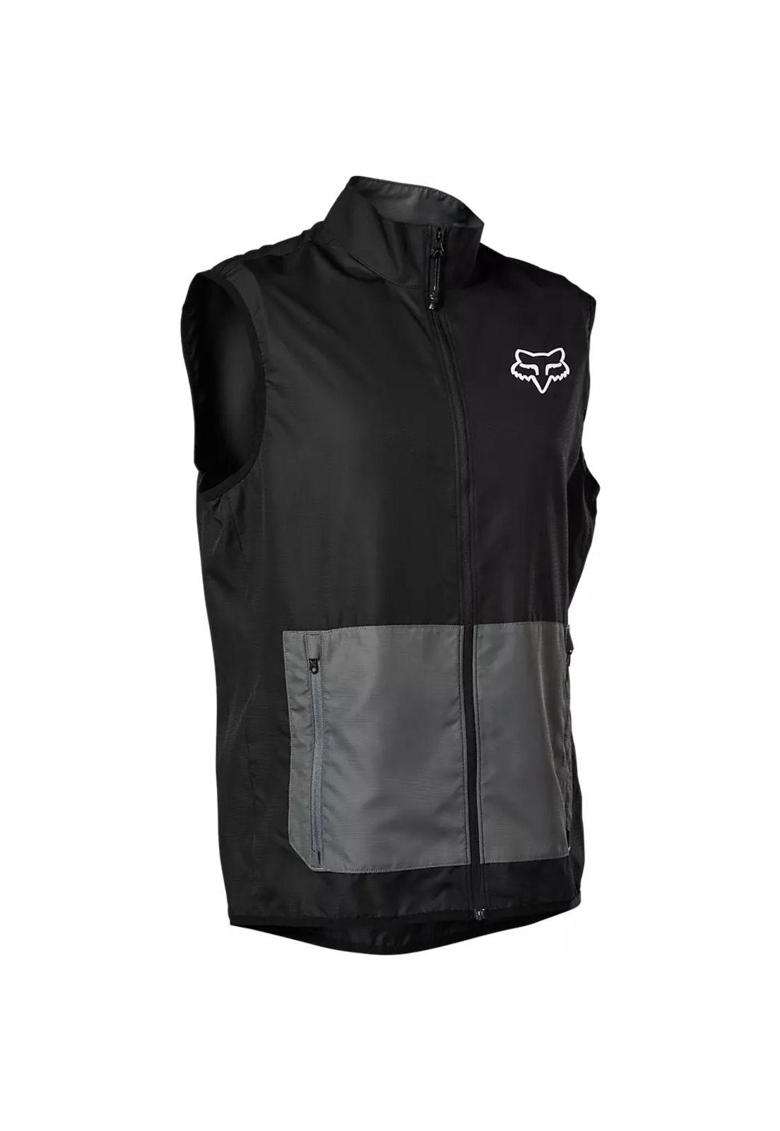 Chaqueta Cortavientos Bicicleta Ranger Sin Mangas Negro/Gris Fox-0