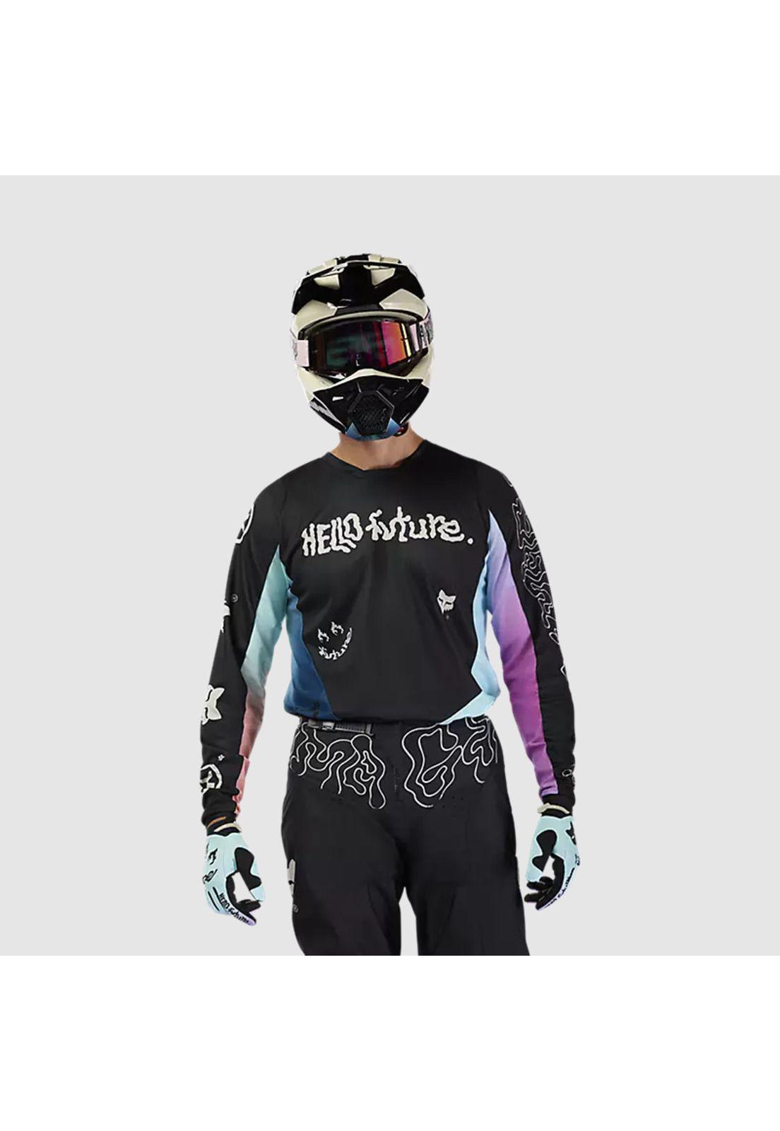 Polera Moto 180 Hello Future Negro Fox-2