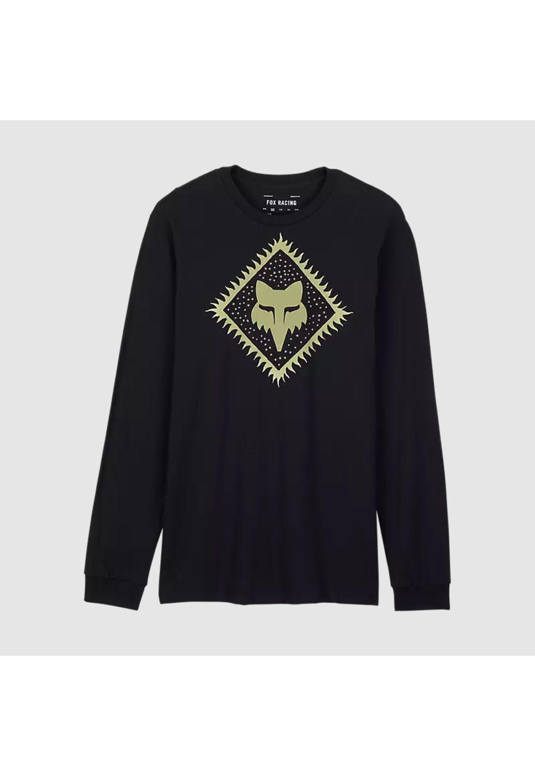 Polera Lifestyle Leo Premium Manga Larga Negro Fox-0